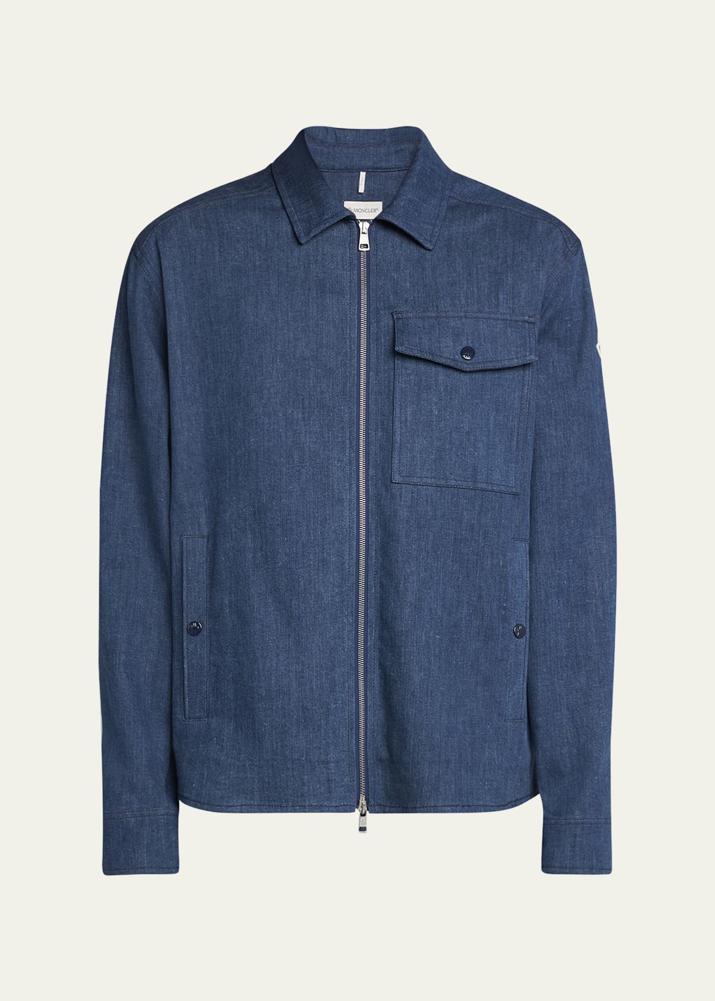 Moncler Men's Zip-Front Denim Overshirt - Bergdorf Goodman