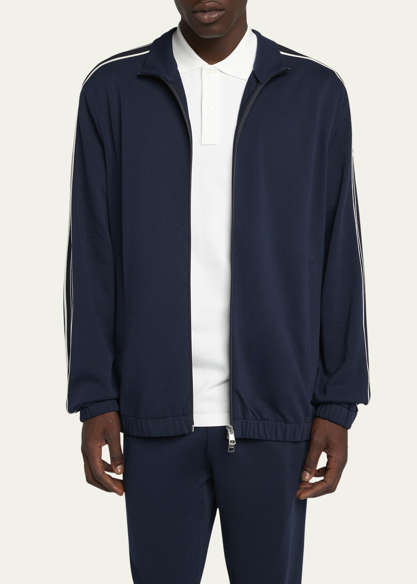 Moncler Men's Striped-Sleeve Track Jacket - Bergdorf Goodman