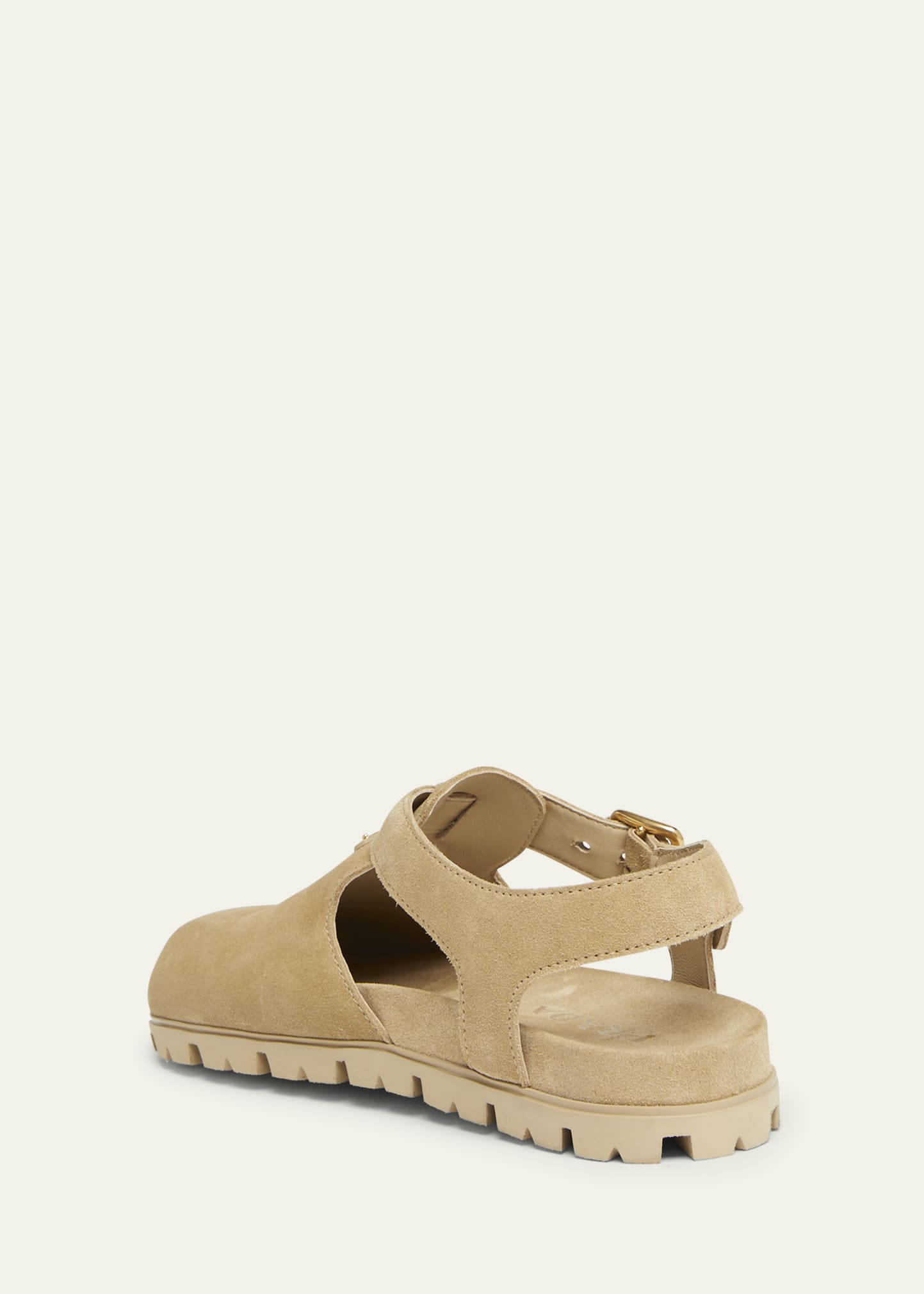 Prada Fussbett Suede Buckle Clogs - Bergdorf Goodman