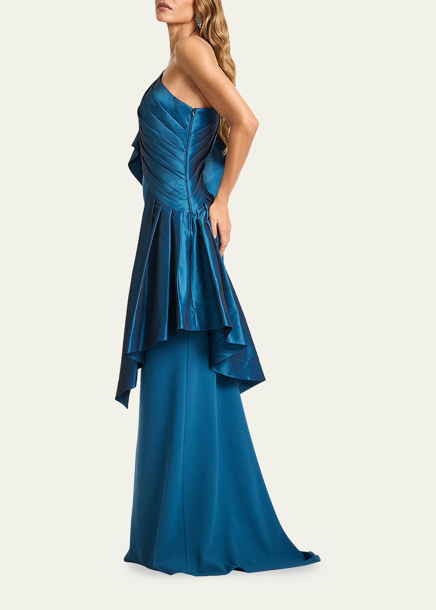 Tadashi Shoji Draped One-Shoulder Taffeta Crepe Gown - Bergdorf