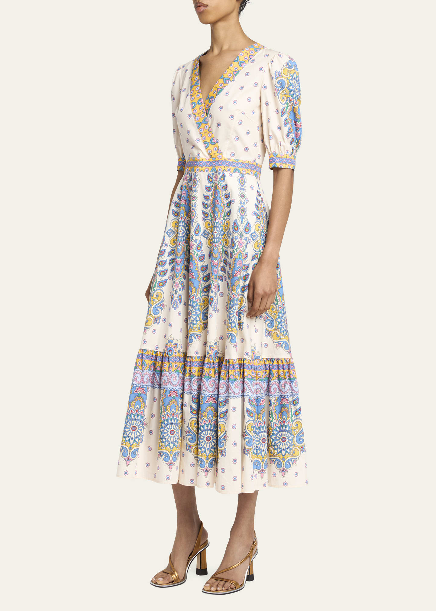 オールインワン・サロペット Etro Fitted Midi Dress With Intricate Paisley Hem Etro Paisley Print Asymmetric Midi Dress | Neiman Marcus
