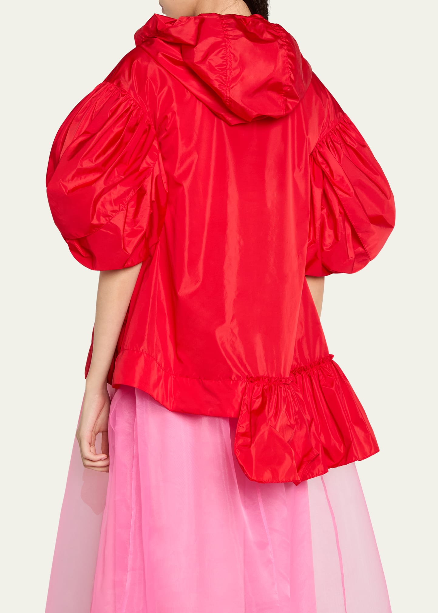 Simone Rocha Hooded Ruffle Detail Petal Sleeve Asymmetric Jacket