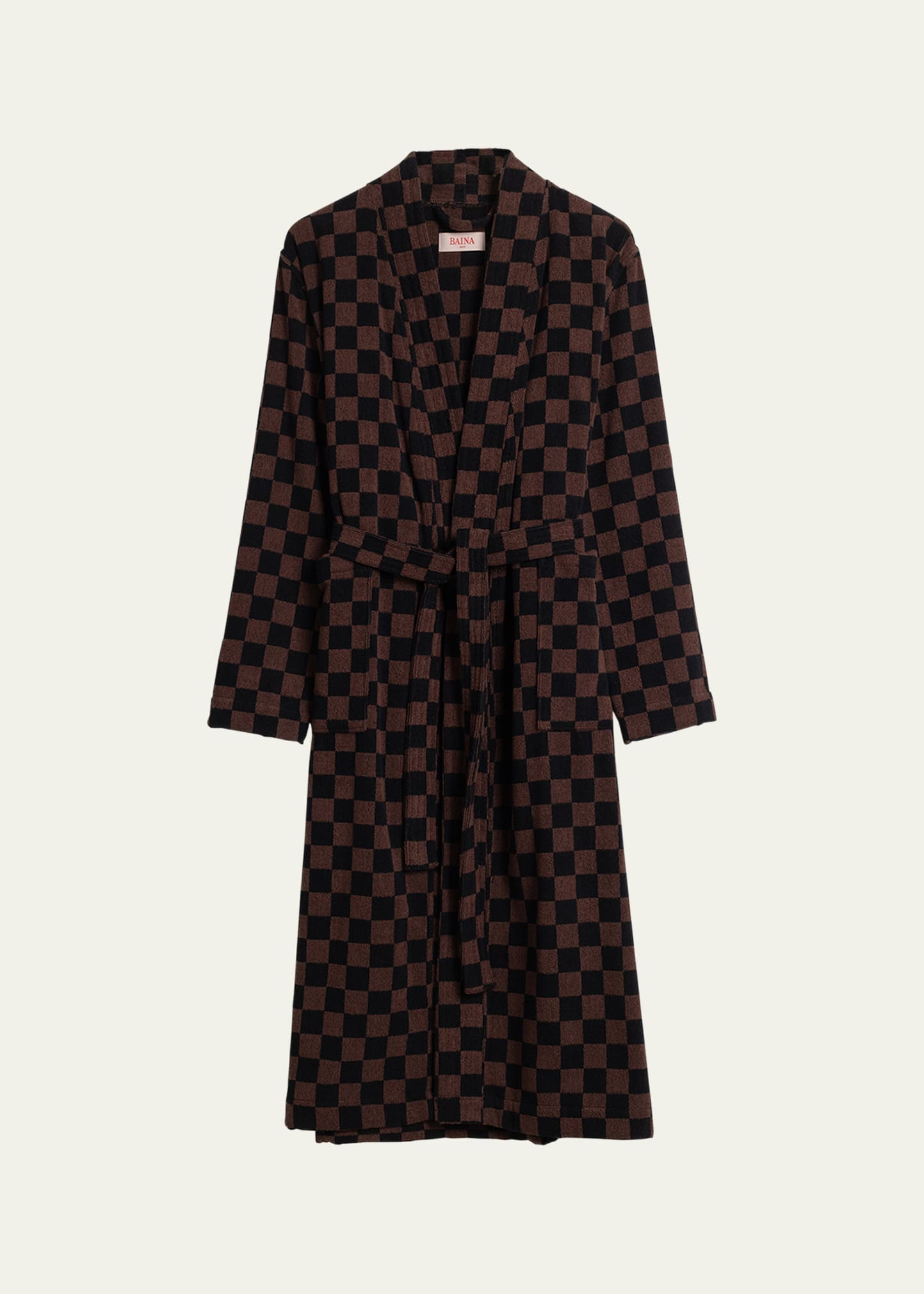 BAINA Sulis Cotton Check Bath Robe