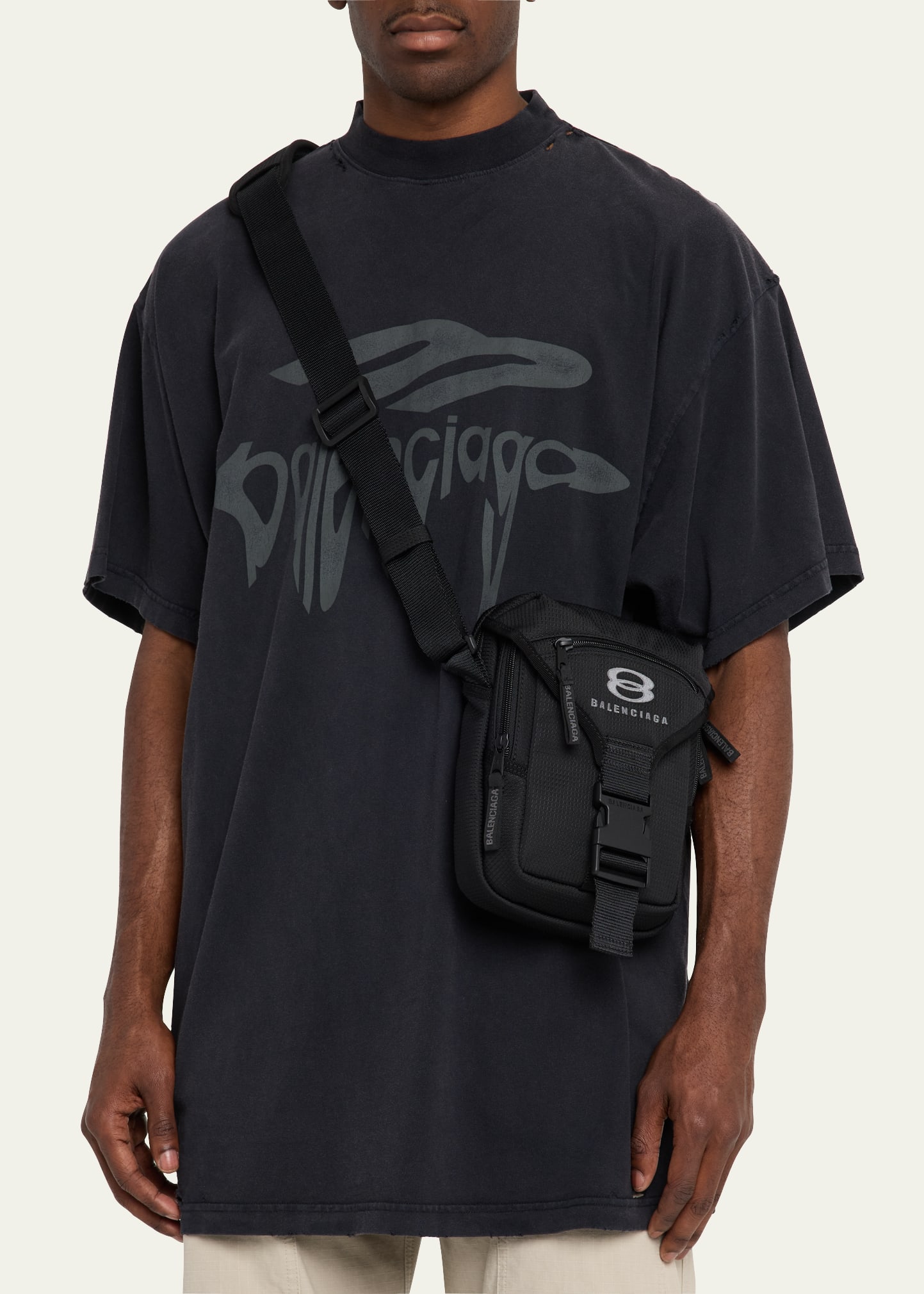 Balenciaga Men's Unity Nylon Crossbody Zip Pouch - Bergdorf Goodman