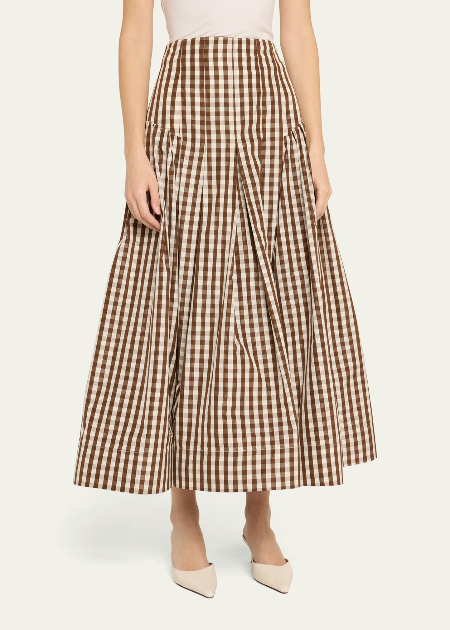 Lela Rose Long Plaid Taffeta Full Skirt - Bergdorf Goodman
