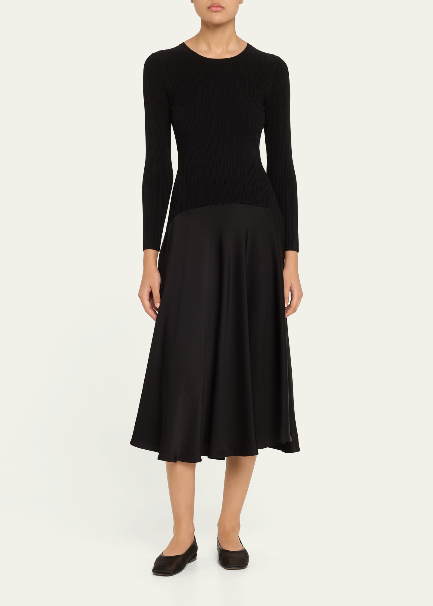 Veronica Beard Vaughn Long-Sleeve Drop-Waist Dress