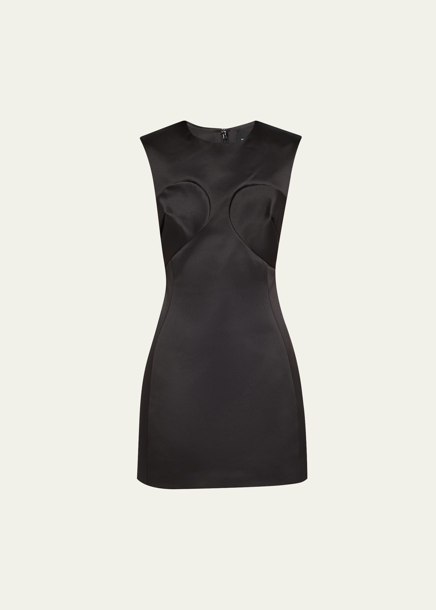 seamed up satin sleeveless mini dress