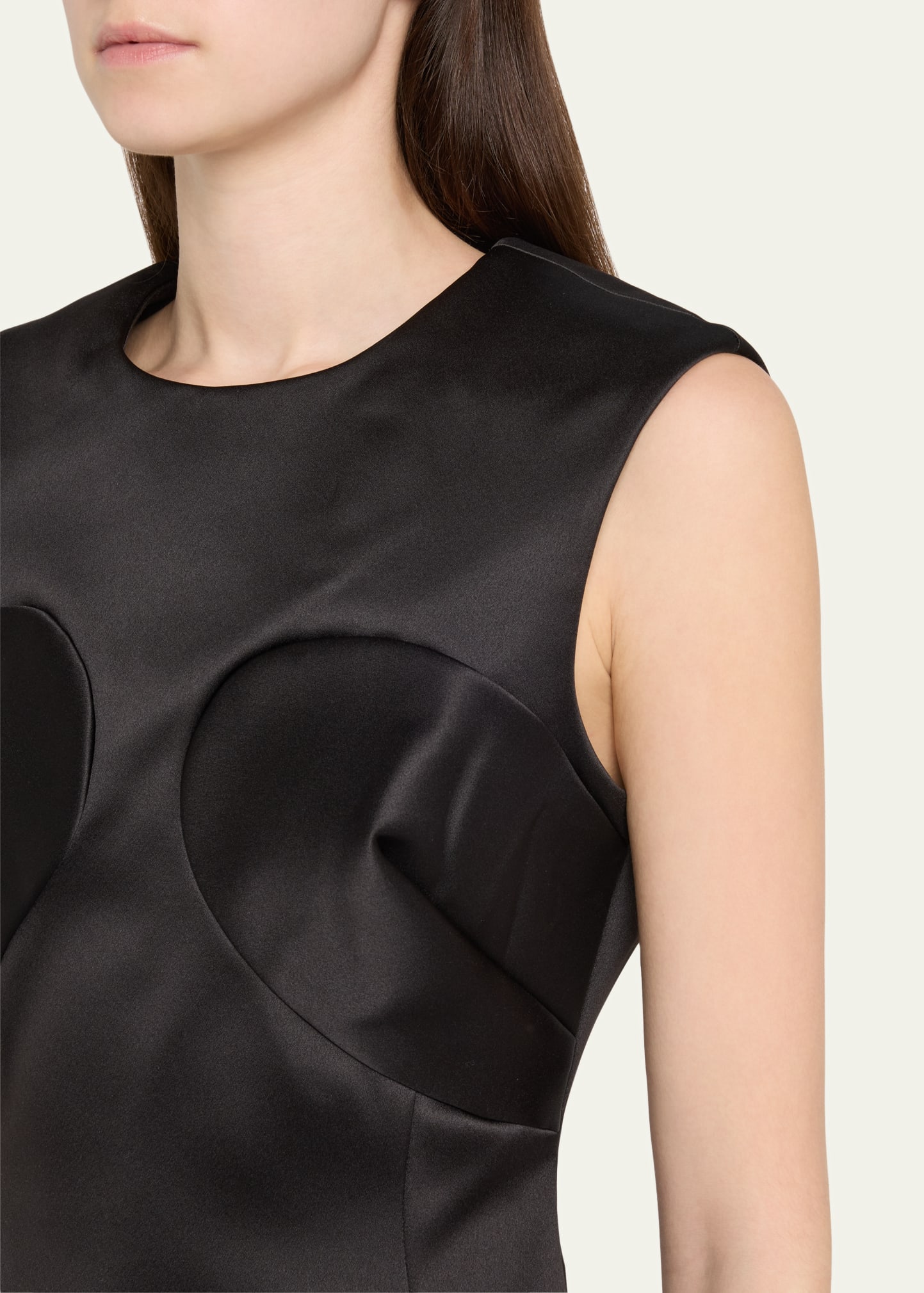 seamed up satin sleeveless mini dress