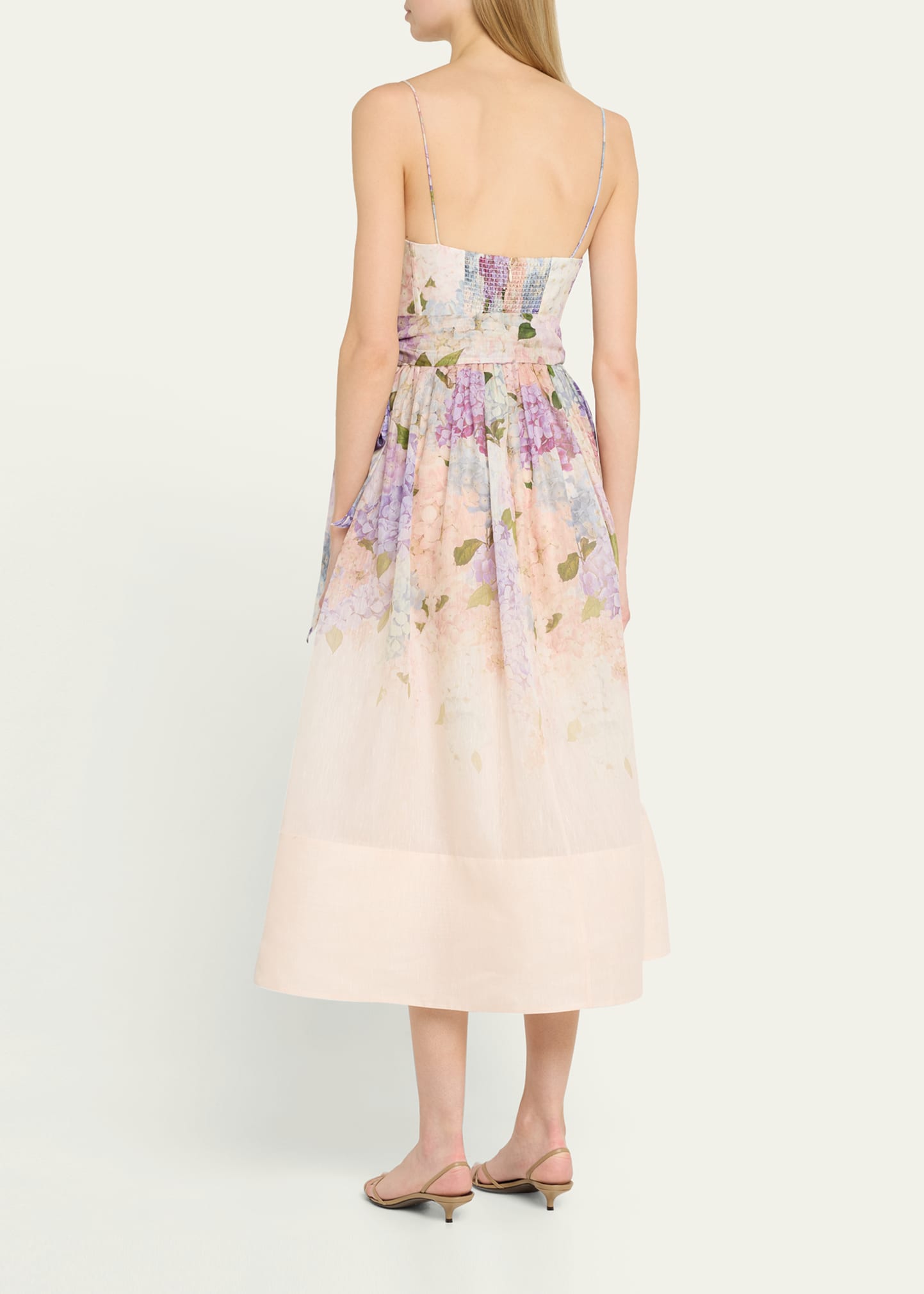 zimmermann dawning corset dress ZIMMERMANN Dawning Linen And Silk Midi Dress