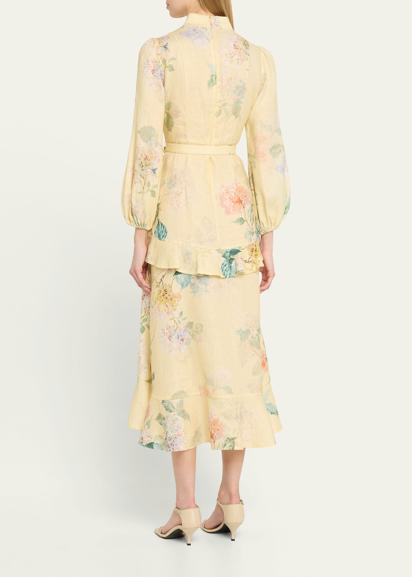 open lace back dress Illuminate Peplum midi dress ZIMMERMANN Giallo