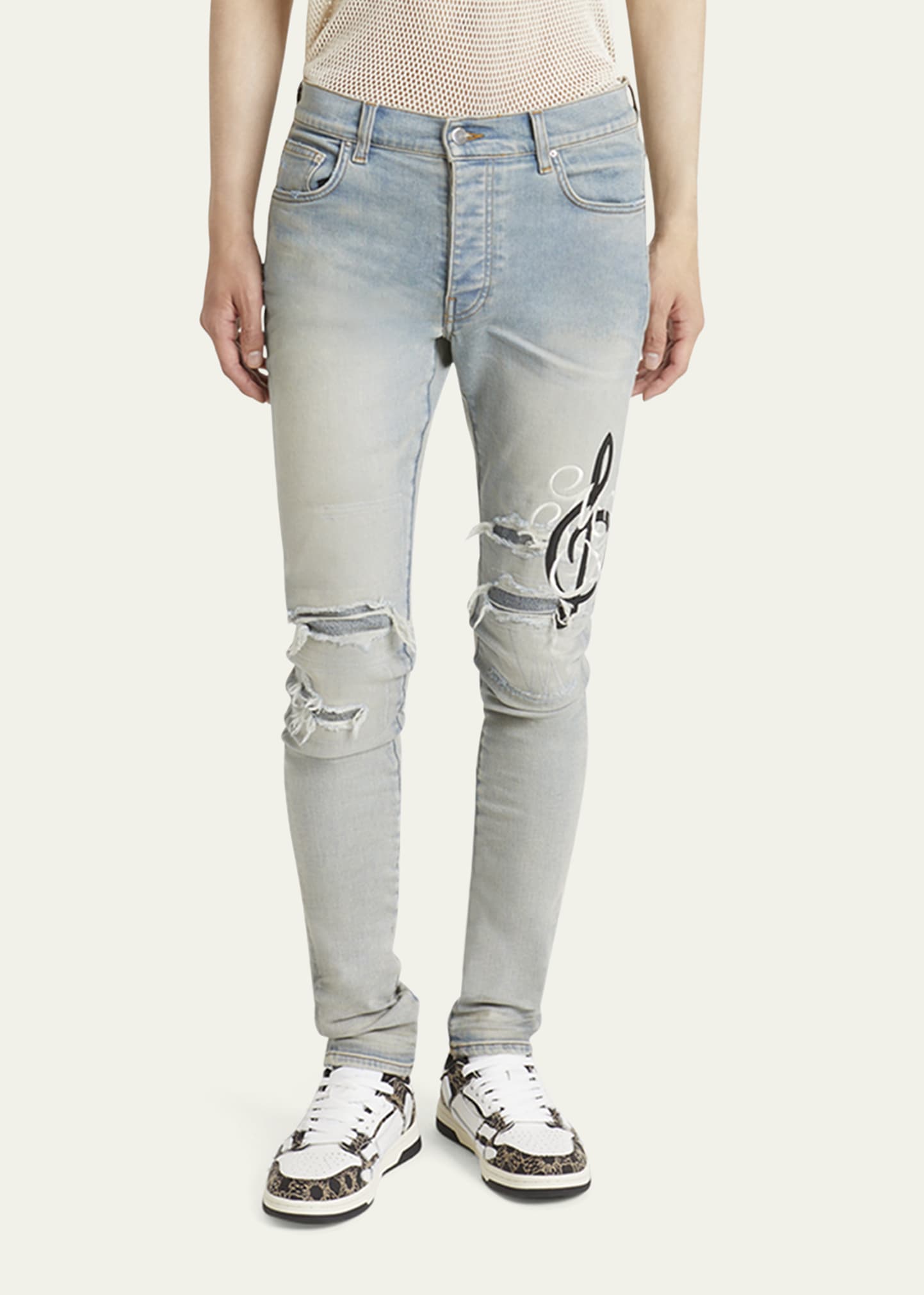Amiri Men's MA Music Note Skinny Jeans - Bergdorf Goodman