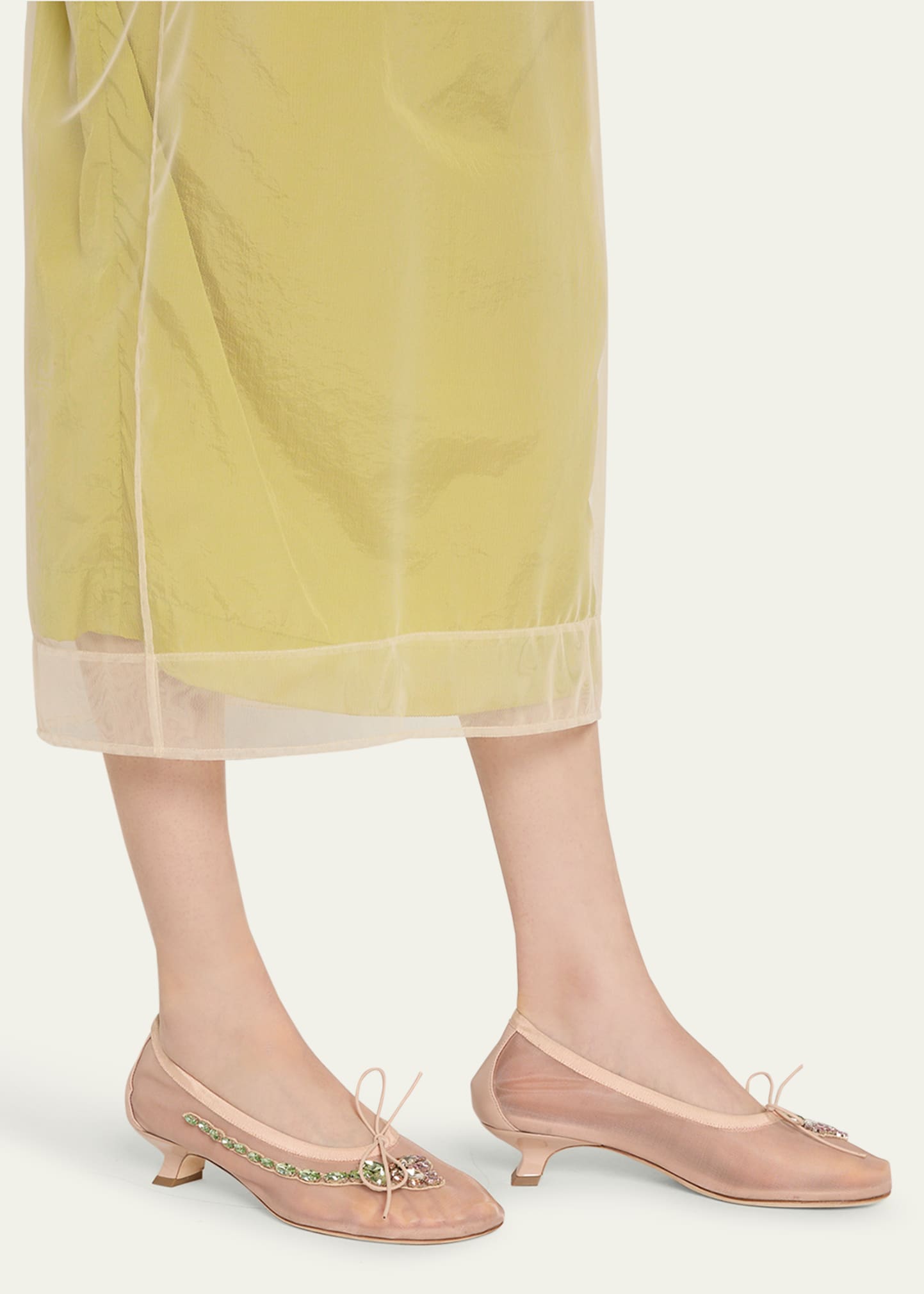 Simone Rocha Flower Embellished Mesh Ballerina Kitten Flats