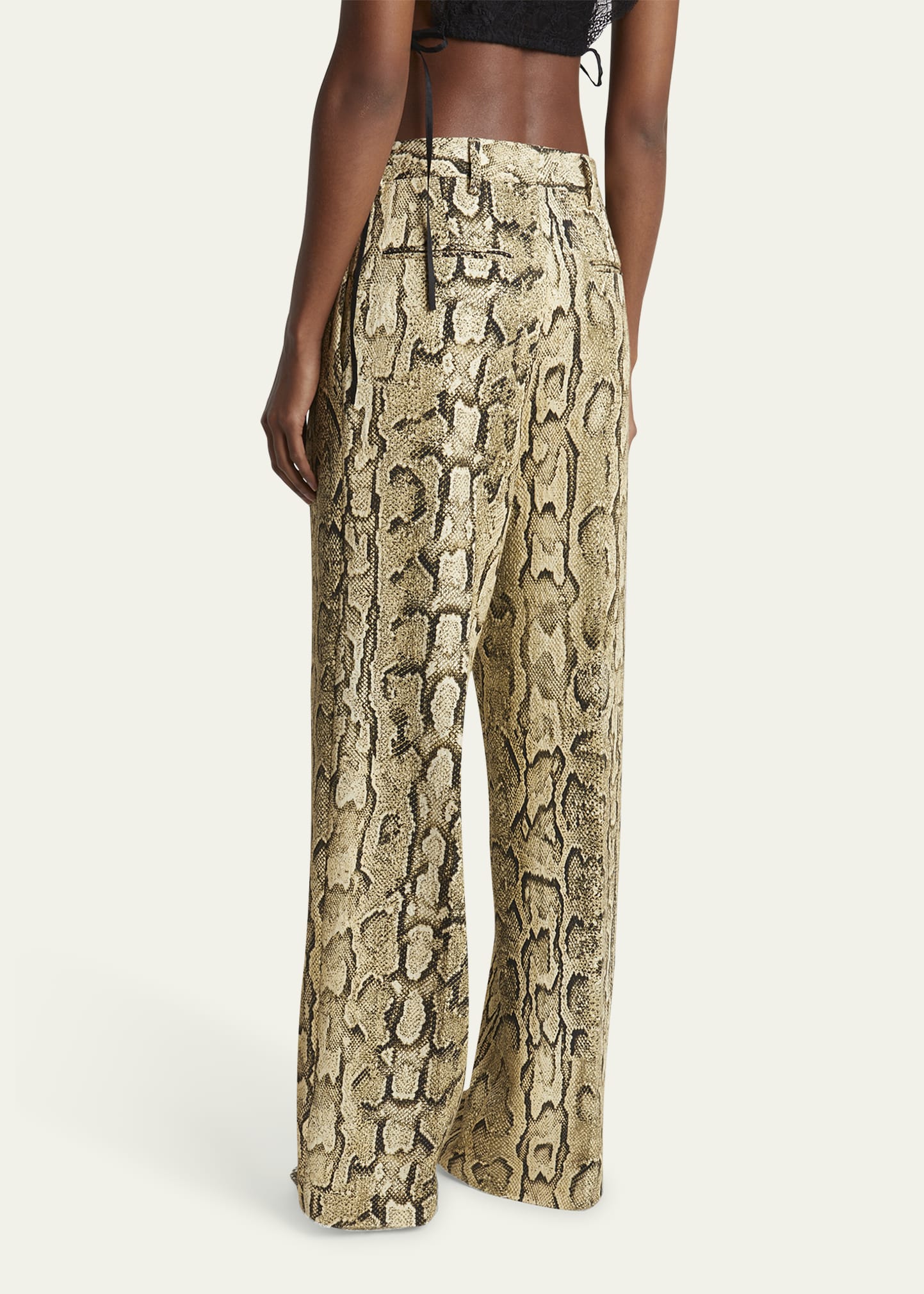 【送料&関税込】Dries Van Noten Python Print Pants Dries Van Noten Portias Snakeskin-Print Pleated Wide-Leg
