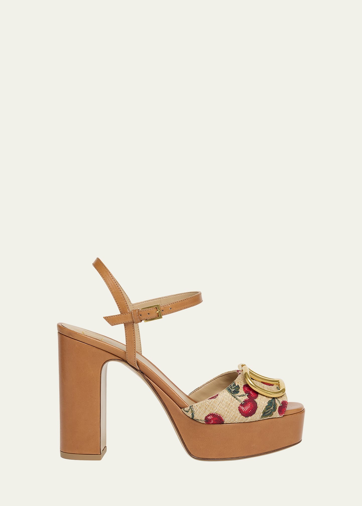 Valentino Garavani VLogo Cherry Ankle-Strap Platform Sandals