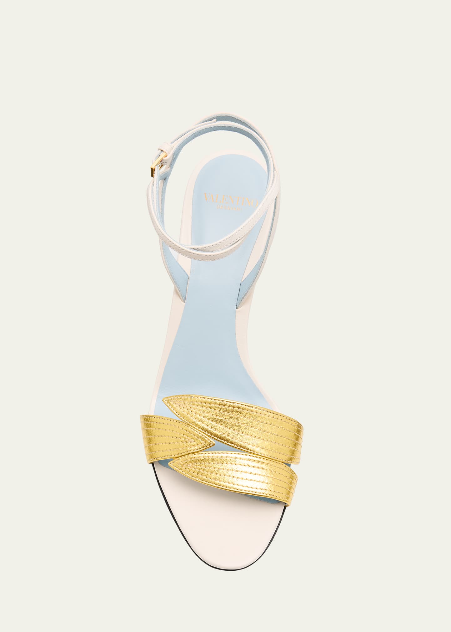 Valentino Garavani Foliage Mixed Leather Ankle-Strap Sandals