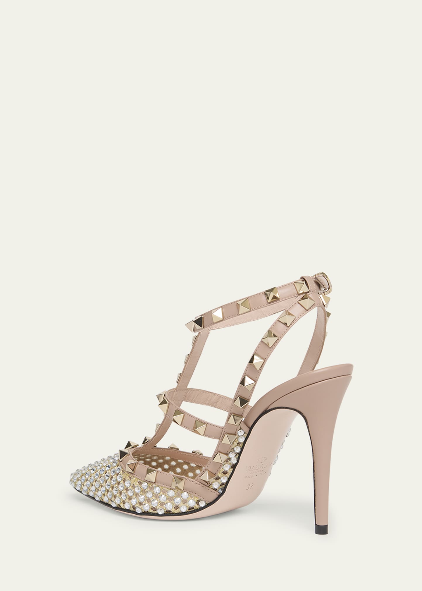 【関税&送料込】Valentino Garavani With Heel Valentino Garavani 80mm V-logo Embellished Pumps | Black