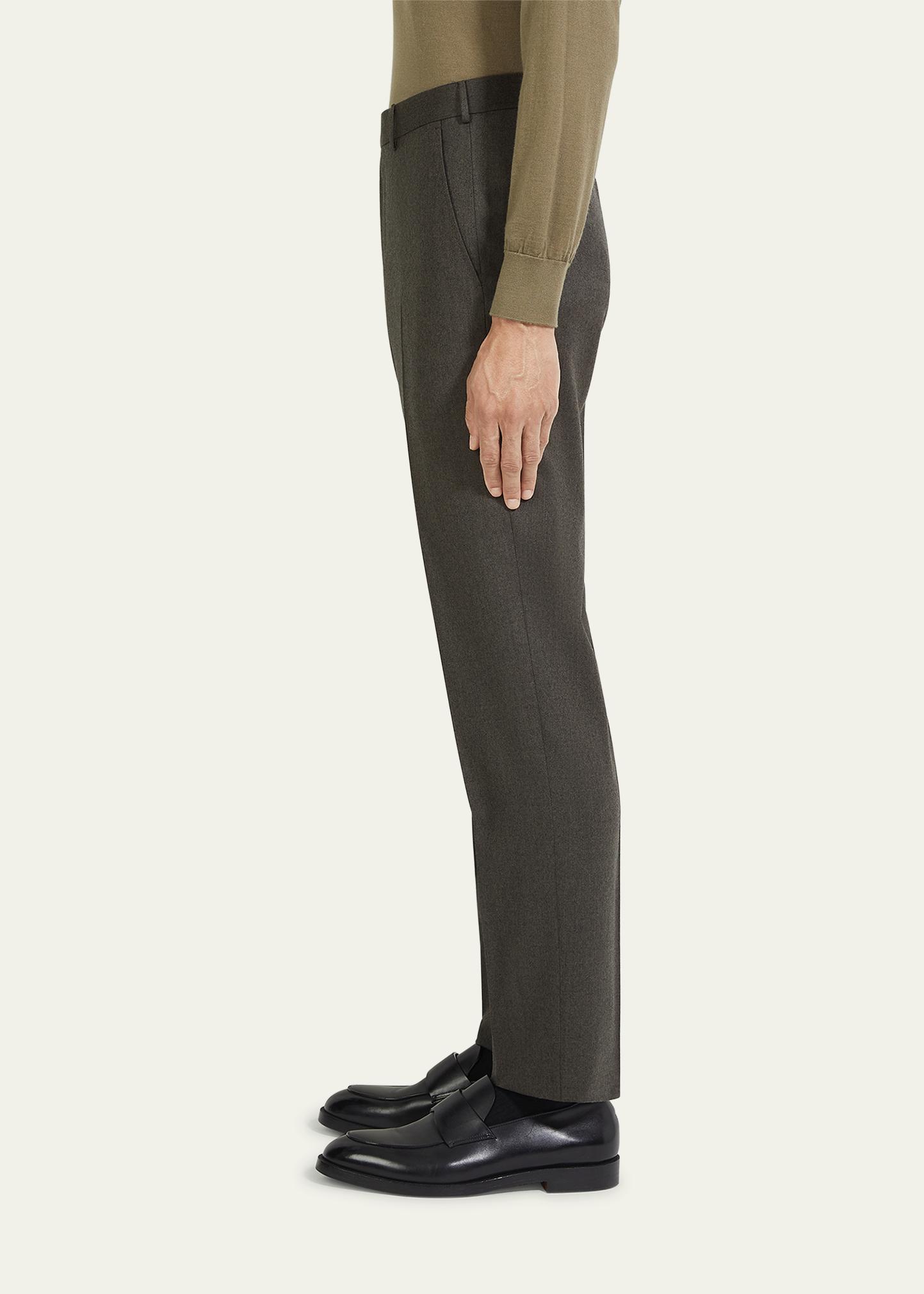 ZEGNA Men's Wool Flannel Flat-Front Trousers - Bergdorf Goodman