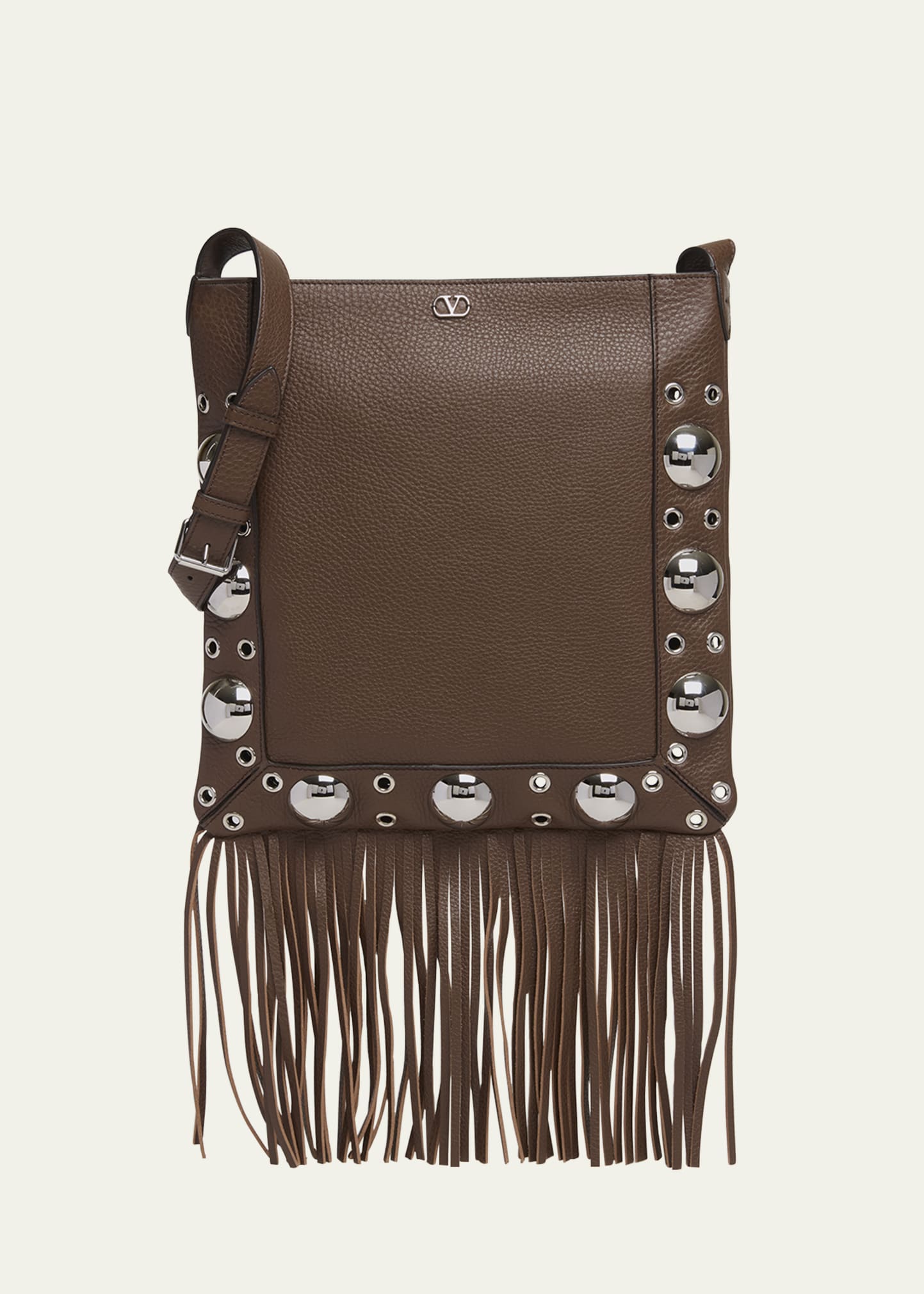 Valentino Garavani Nellcote Fringe Studded Leather Crossbody Bag