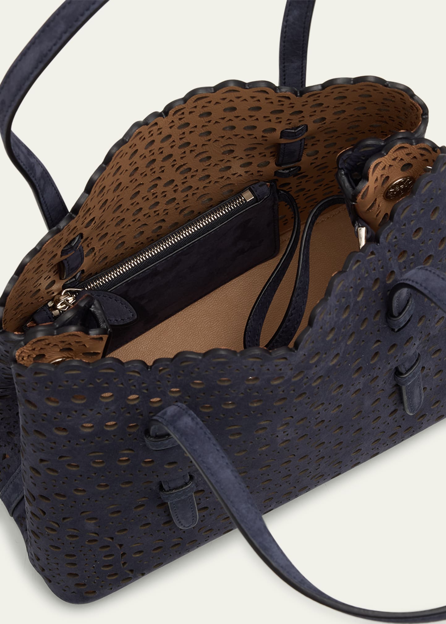 ALAIA Mina 25 Tote Bag in Perforated Nubuck Leather - Bergdorf Goodman