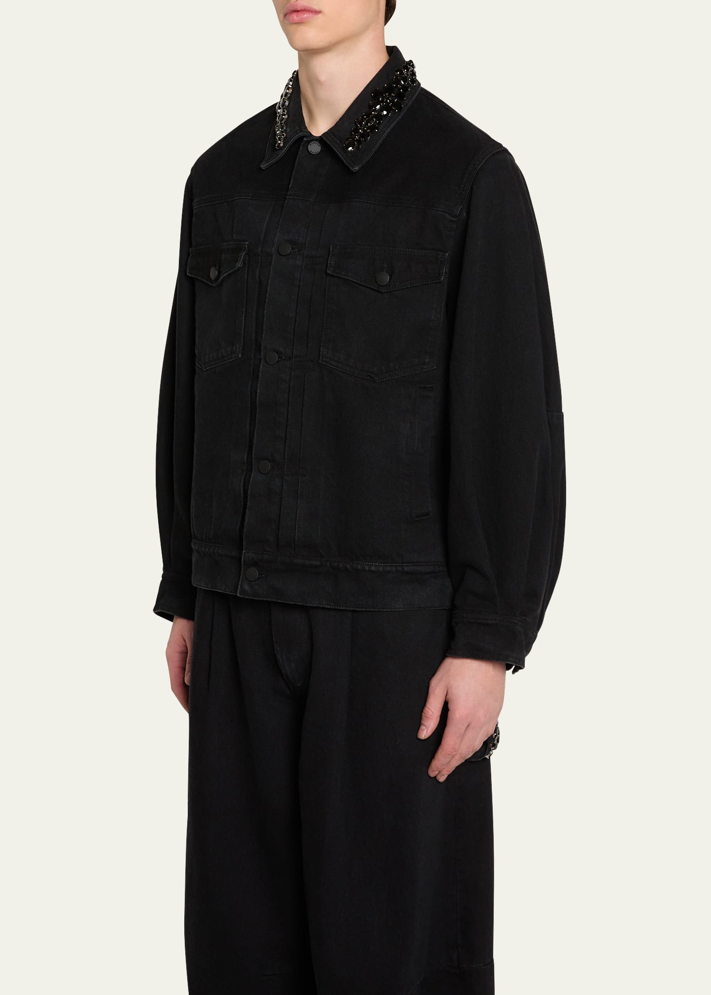 Simone Rocha Men's Embellished Denim Jacket - Bergdorf Goodman