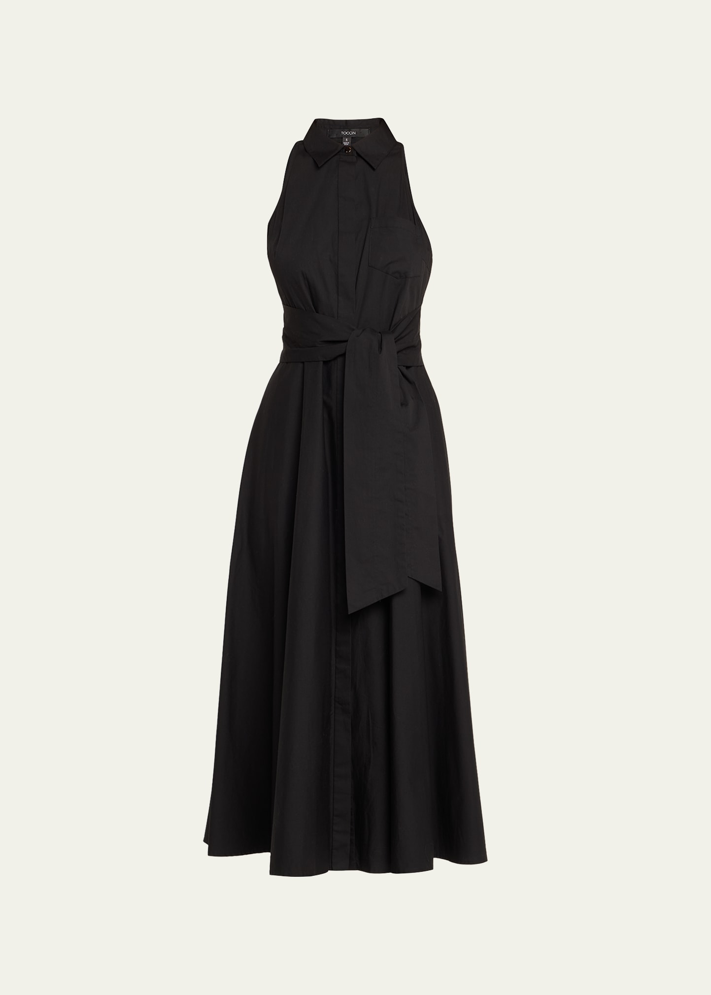 chelsea sleeveless tie-front midi shirtdress