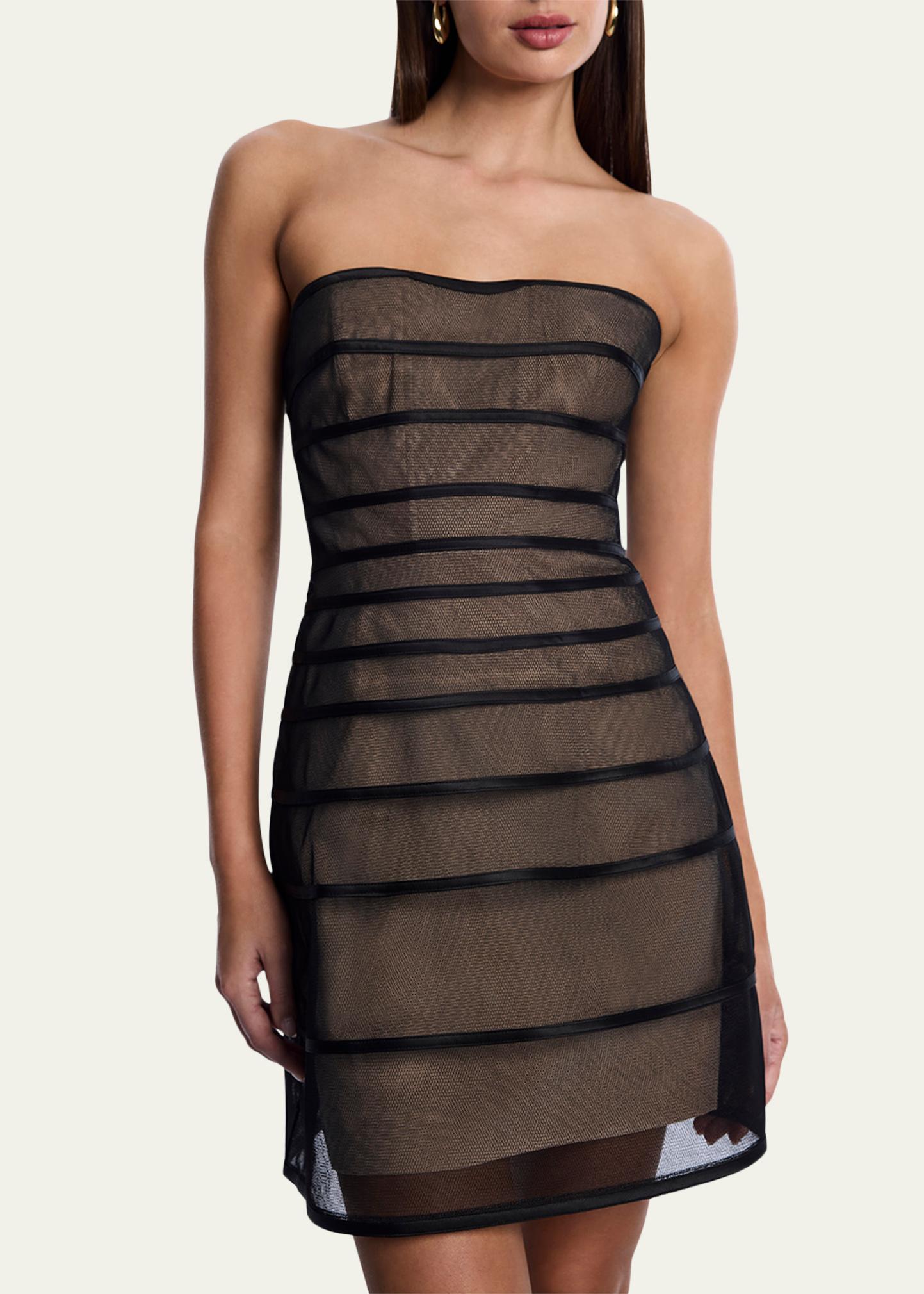 bcbg strapless black dress BCBGMAXAZRIA Fit-&-Flare Mini Crepe gown