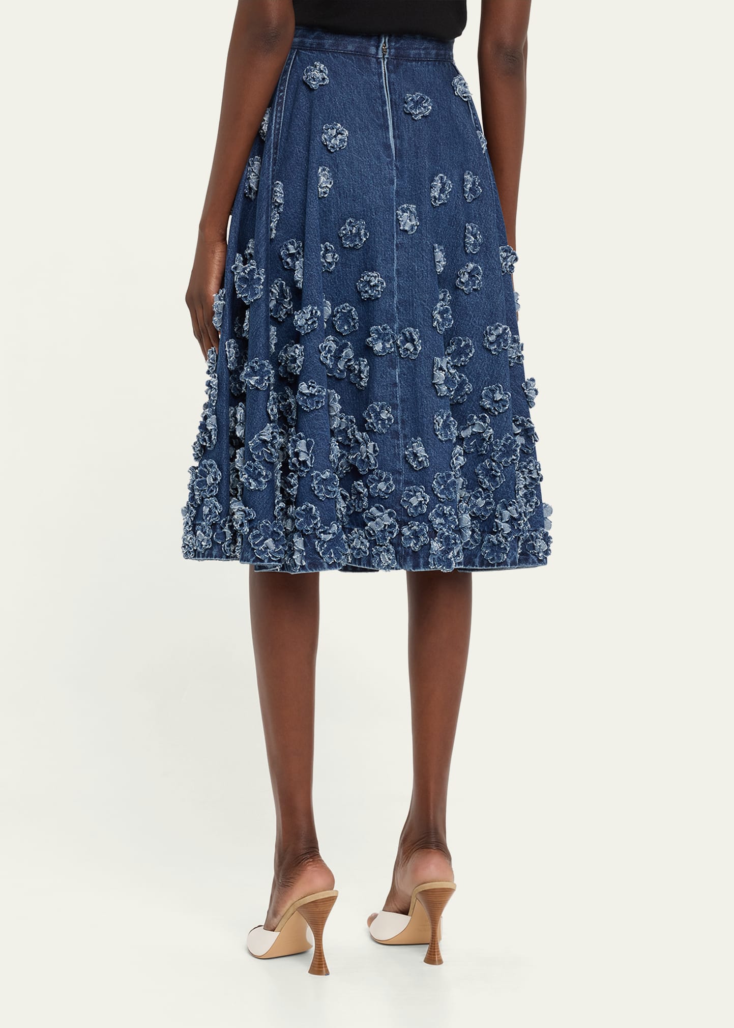 スカート Michael Kors Embroidered stretch viscose blend skirt Michael Kors Collection Floral Hand Embroidered Denim Circle
