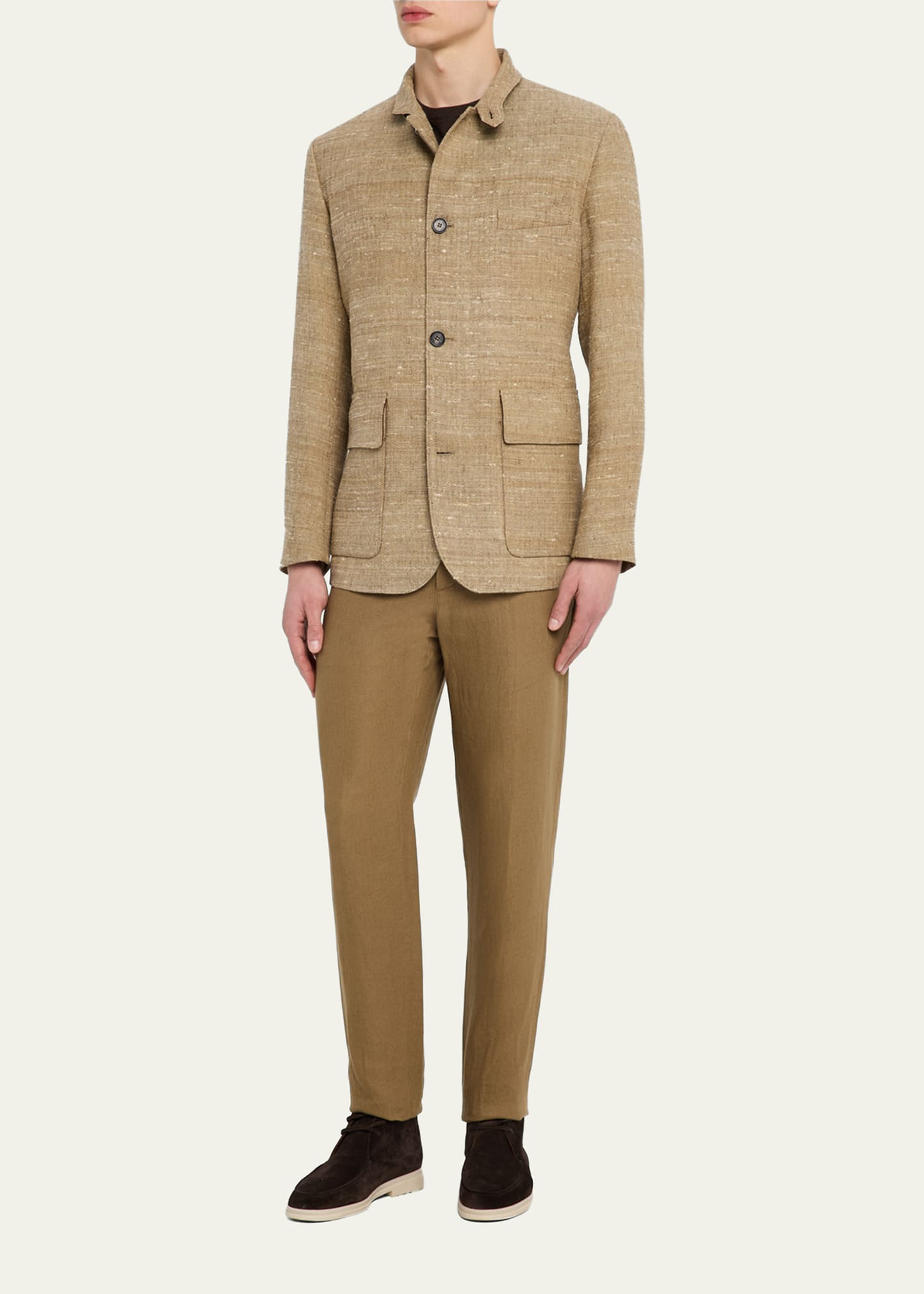 Loro Piana Men's Linen and Silk Roadster Single-Breasted Jacket