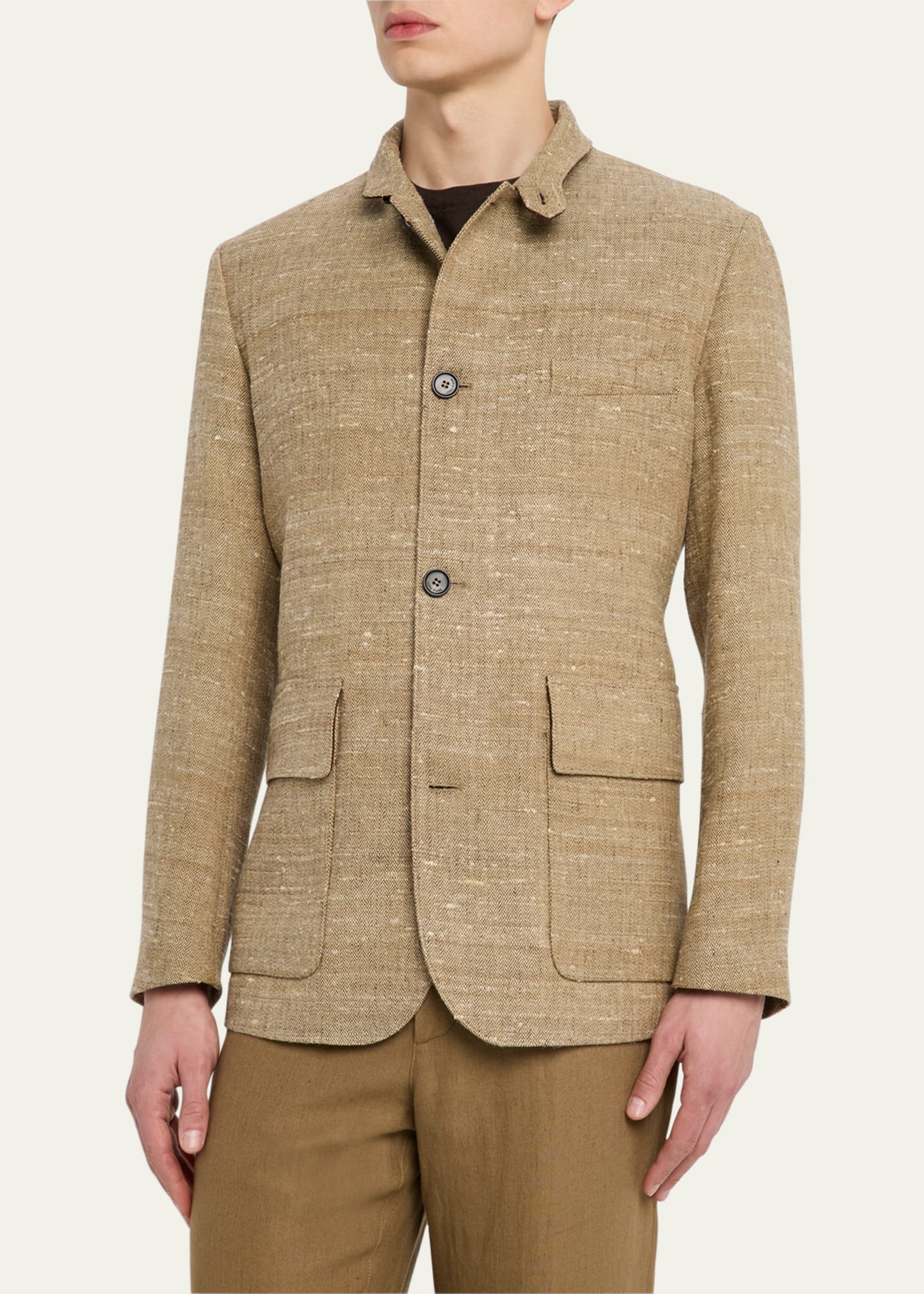 Loro Piana Men's Linen and Silk Roadster Single-Breasted Jacket