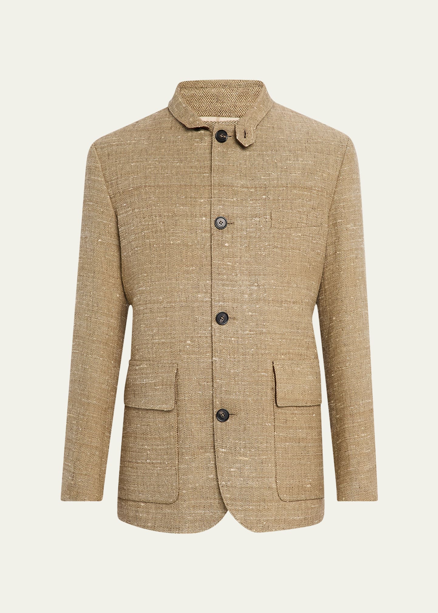 Loro Piana Men's Linen and Silk Roadster Single-Breasted Jacket