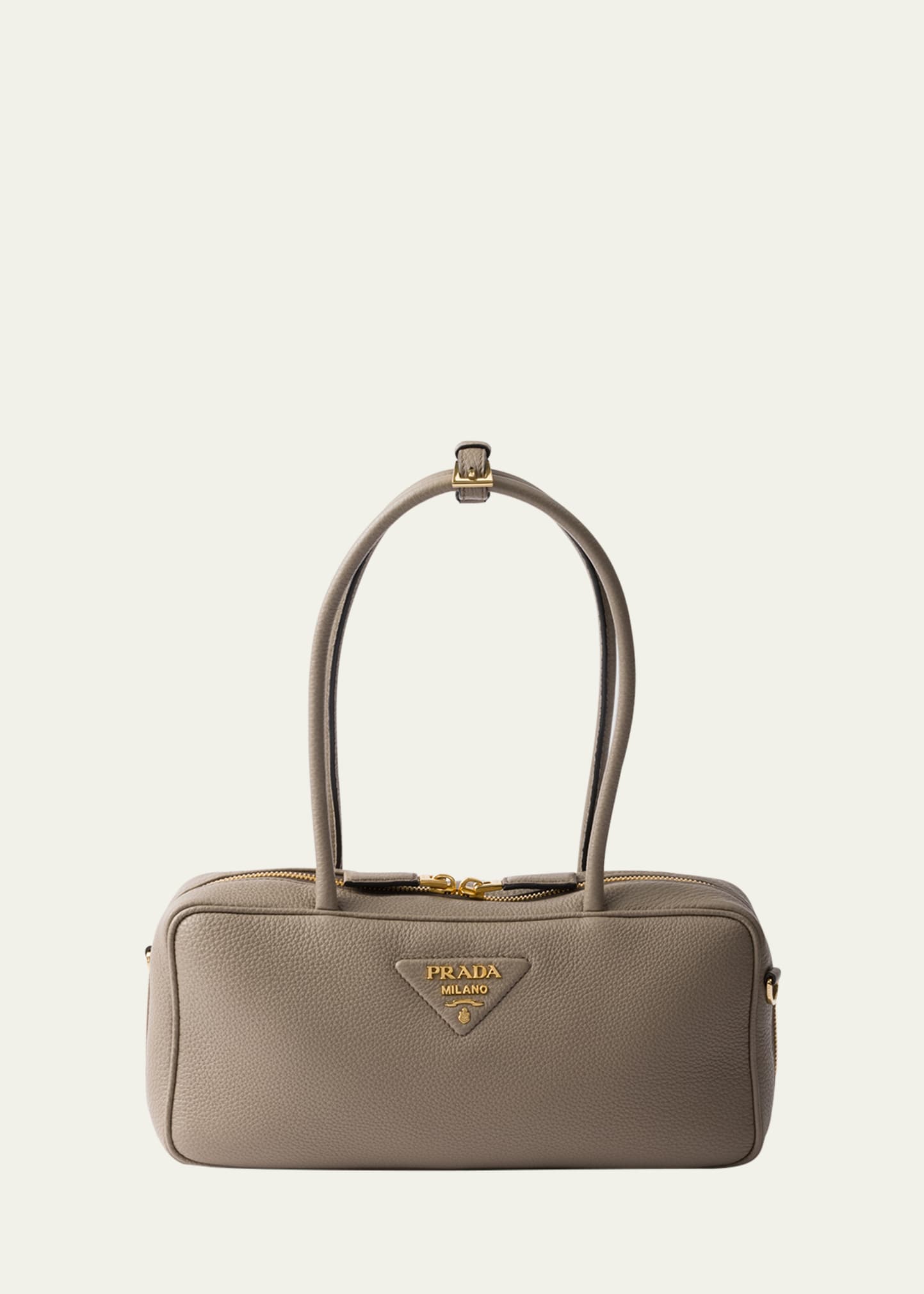 Lawn Green Medium leather top-handle bag | PRADA