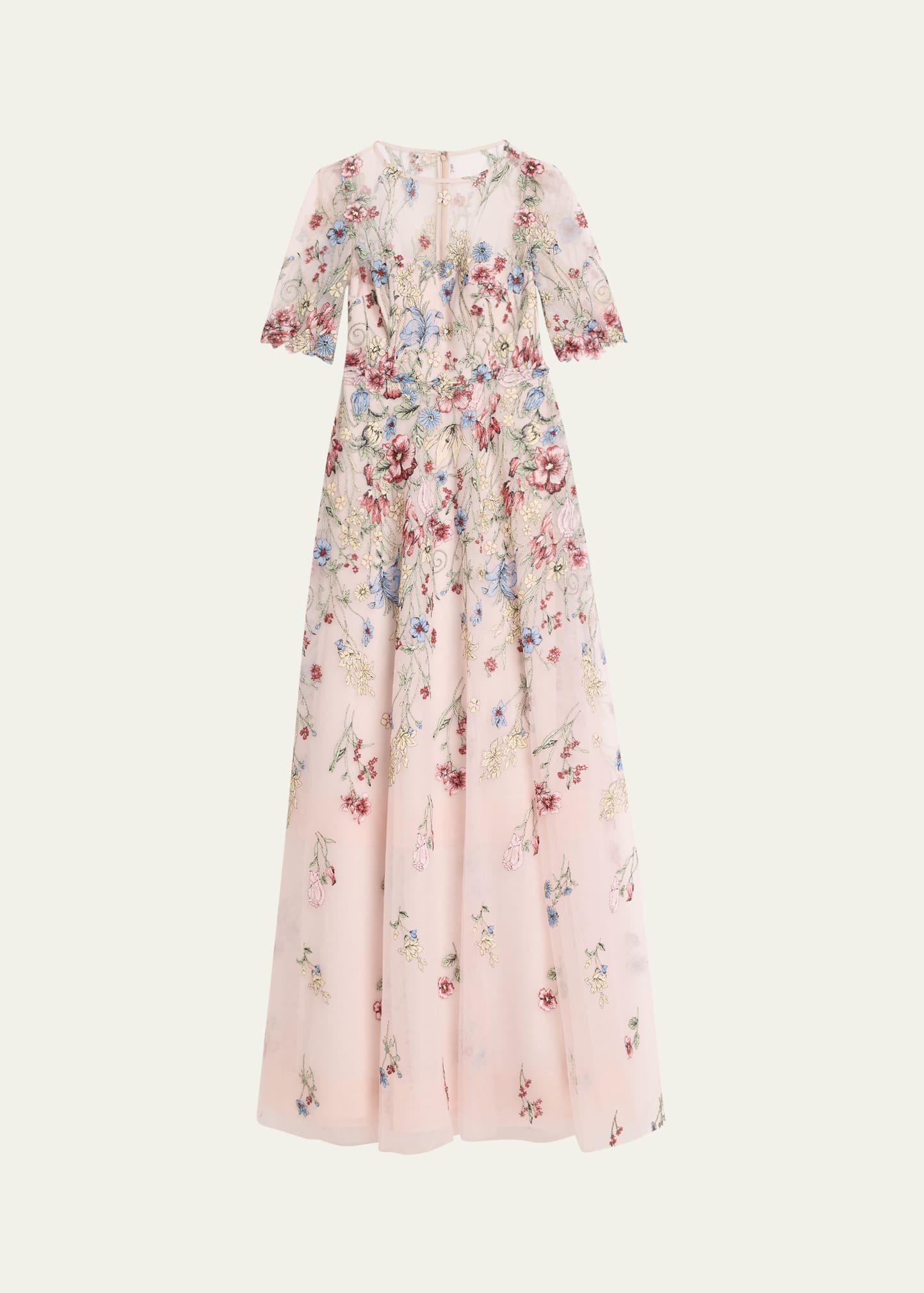 Rickie Freeman for Teri Jon Floral-Embroidered Illusion Tulle Gown -  Bergdorf Goodman