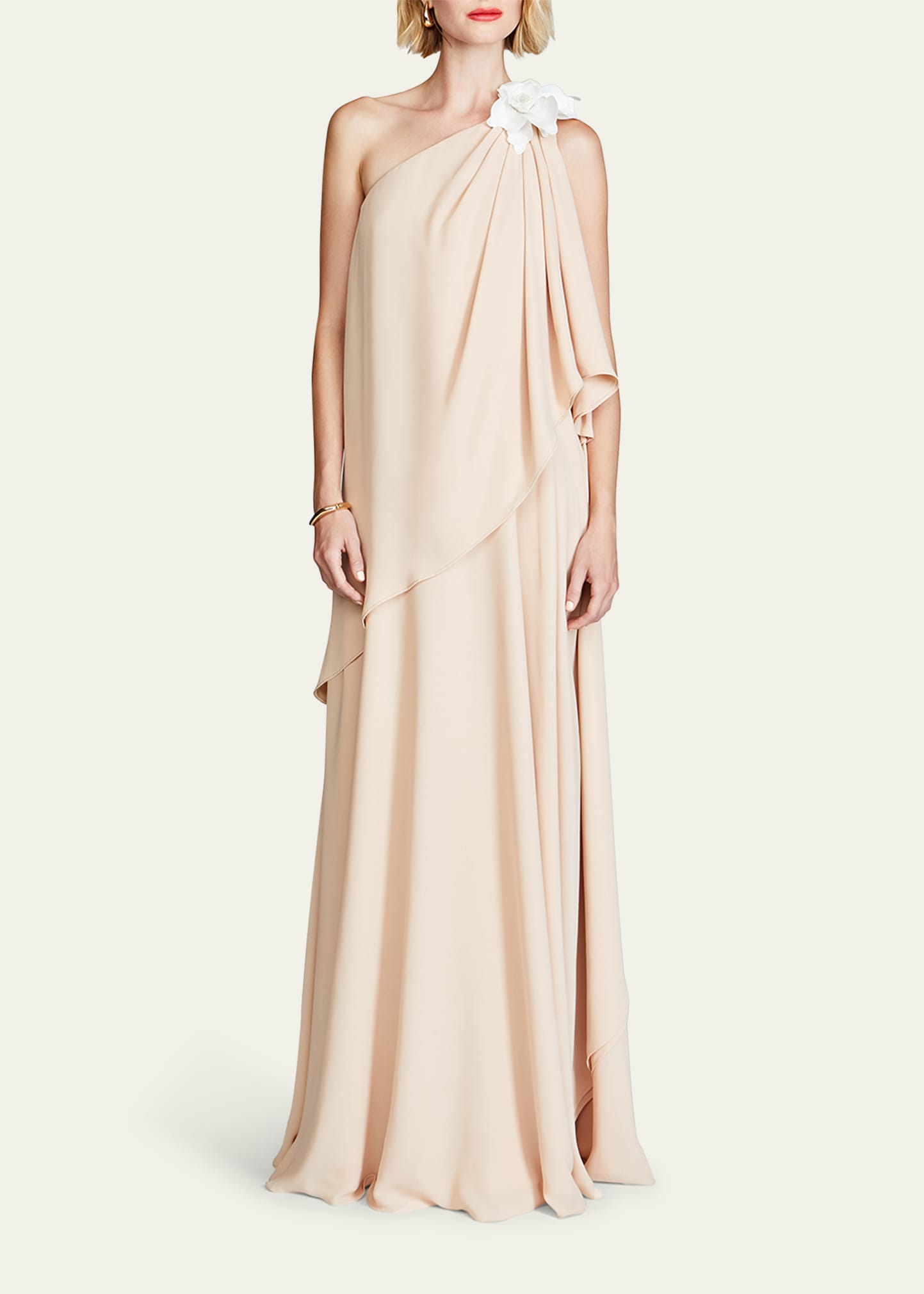 solena one-shoulder georgette gown