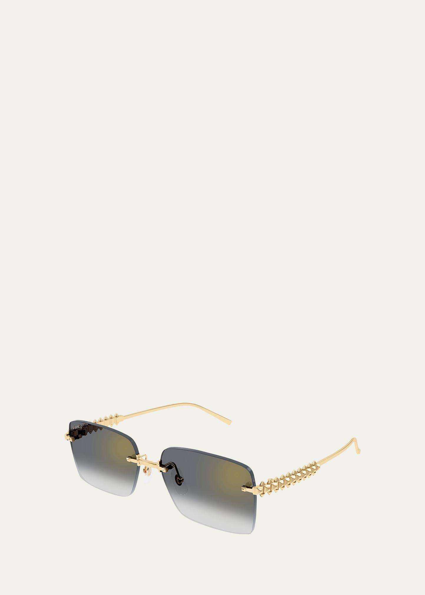 Cartier Rimless Metal Rectangle Sunglasses - Bergdorf Goodman display picture 1