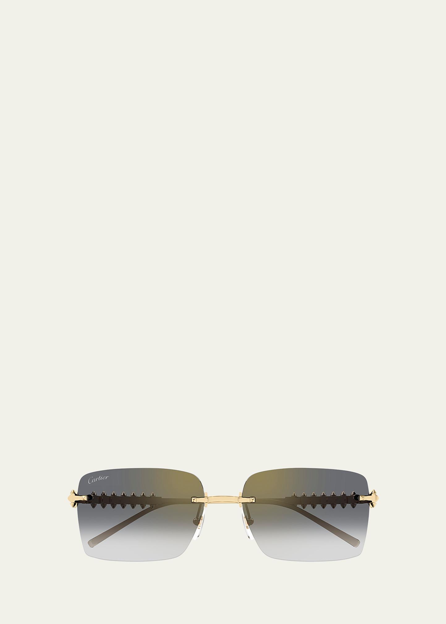 Cartier Rimless Metal Rectangle Sunglasses - Bergdorf Goodman