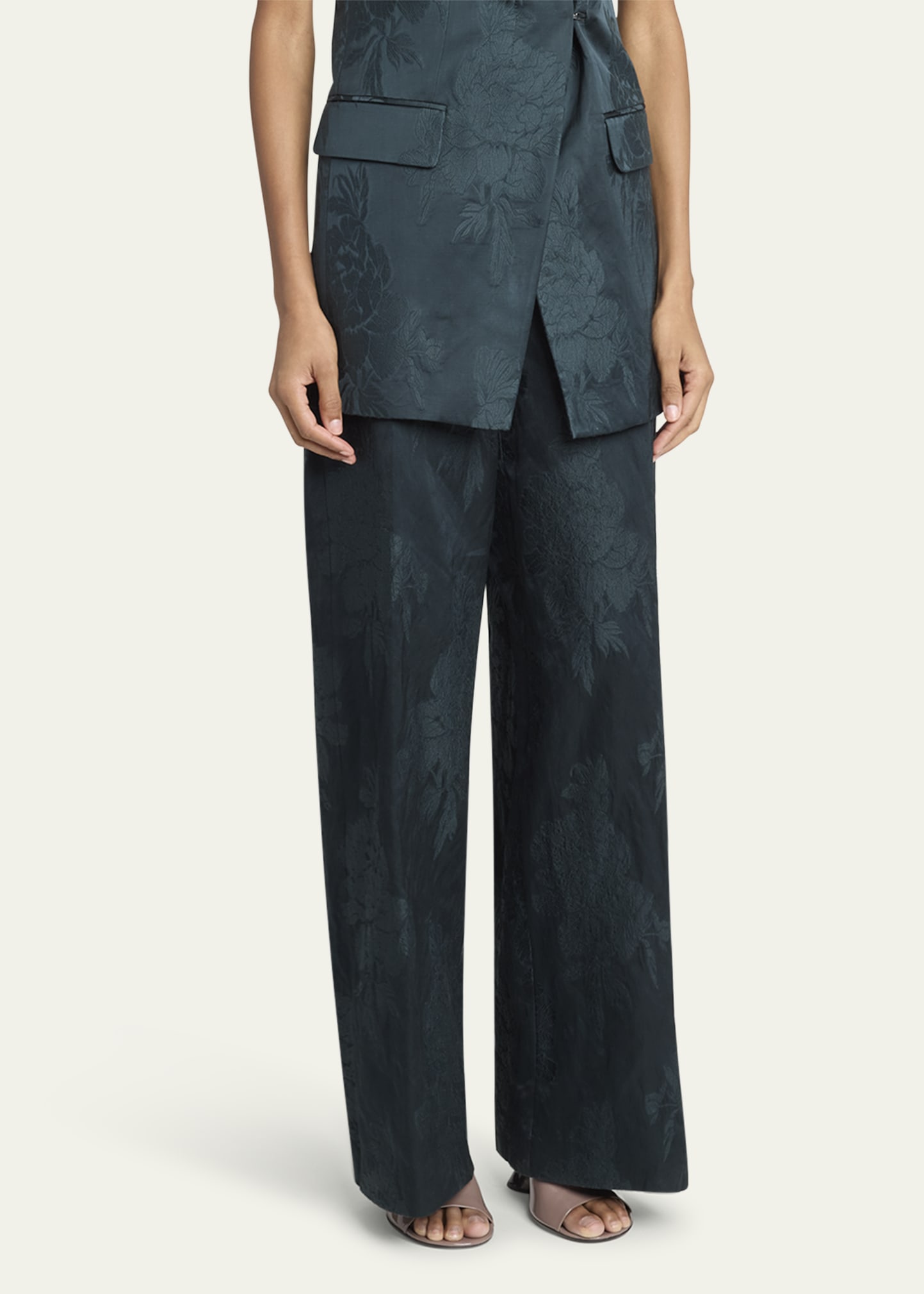 Dries Van Noten Paxy Floral Jacquard Metallic Pants