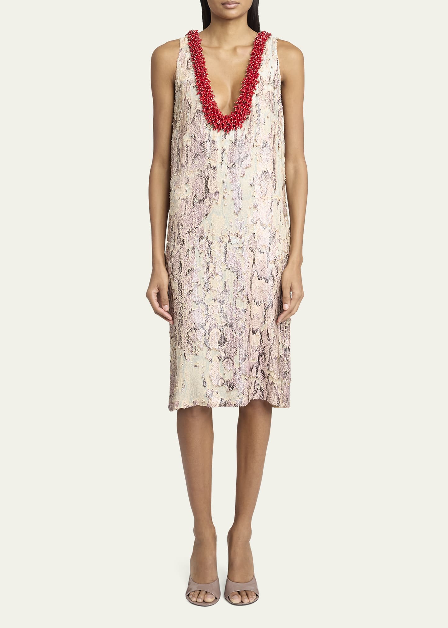Dries Van Noten Debis Plunging Snakeskin-Print Sequined