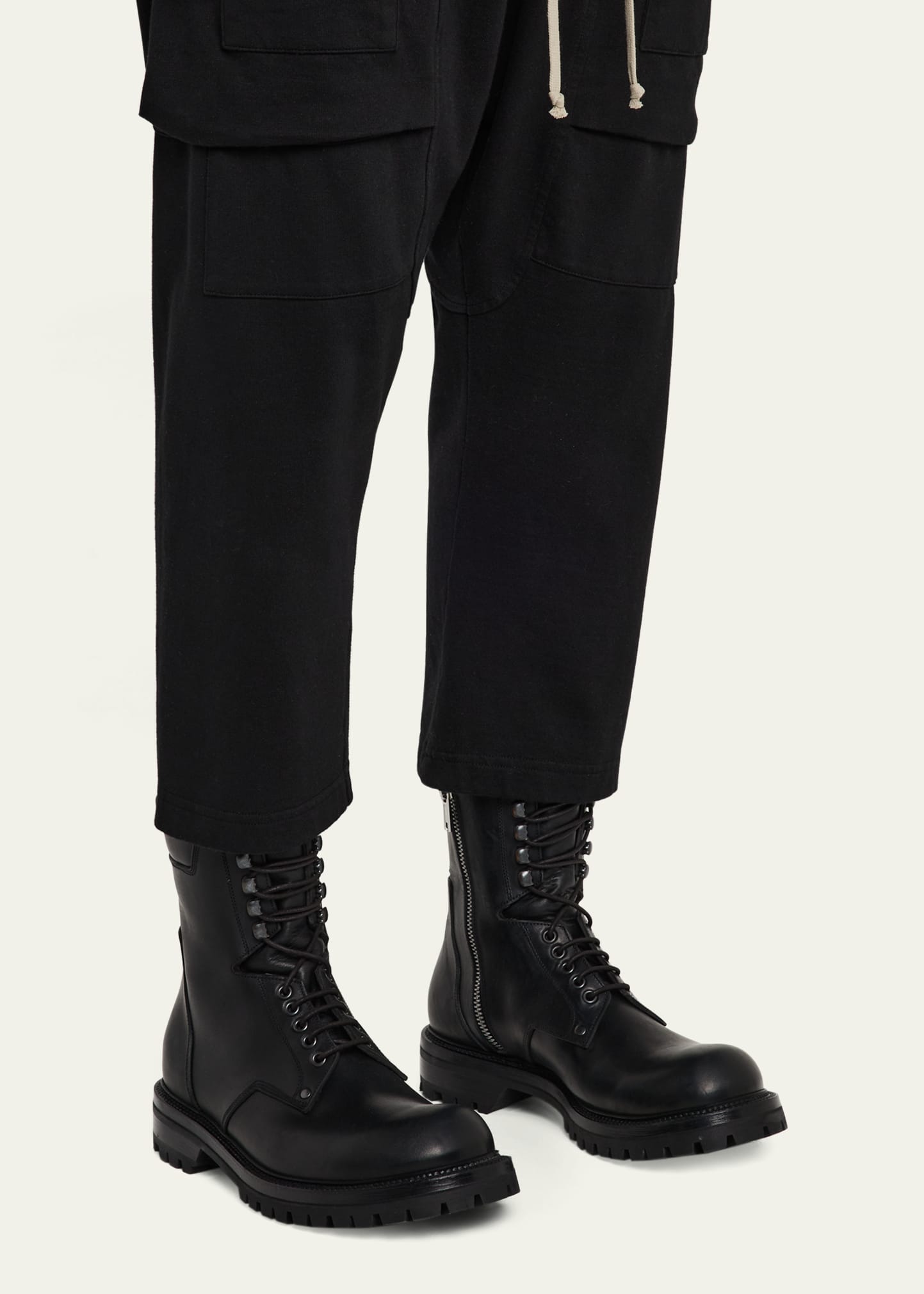Rick Owens Men's Army Low Leather Lace-Up Boots - Bergdorf Goodman