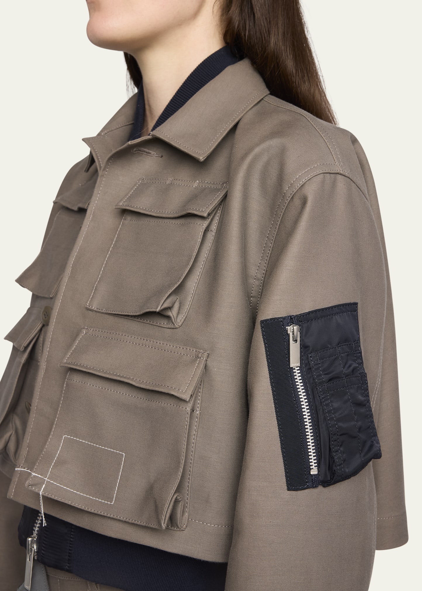 SACAI Hybrid Cargo Nylon Cropped Jacket - Bergdorf Goodman