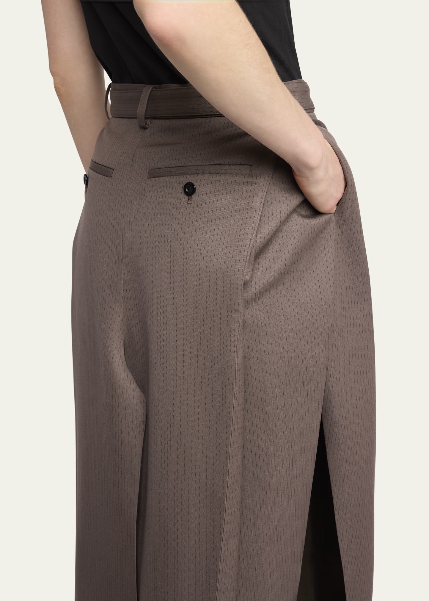 SACAI Belted Suiting Pleated Wool Skirt - Bergdorf Goodman