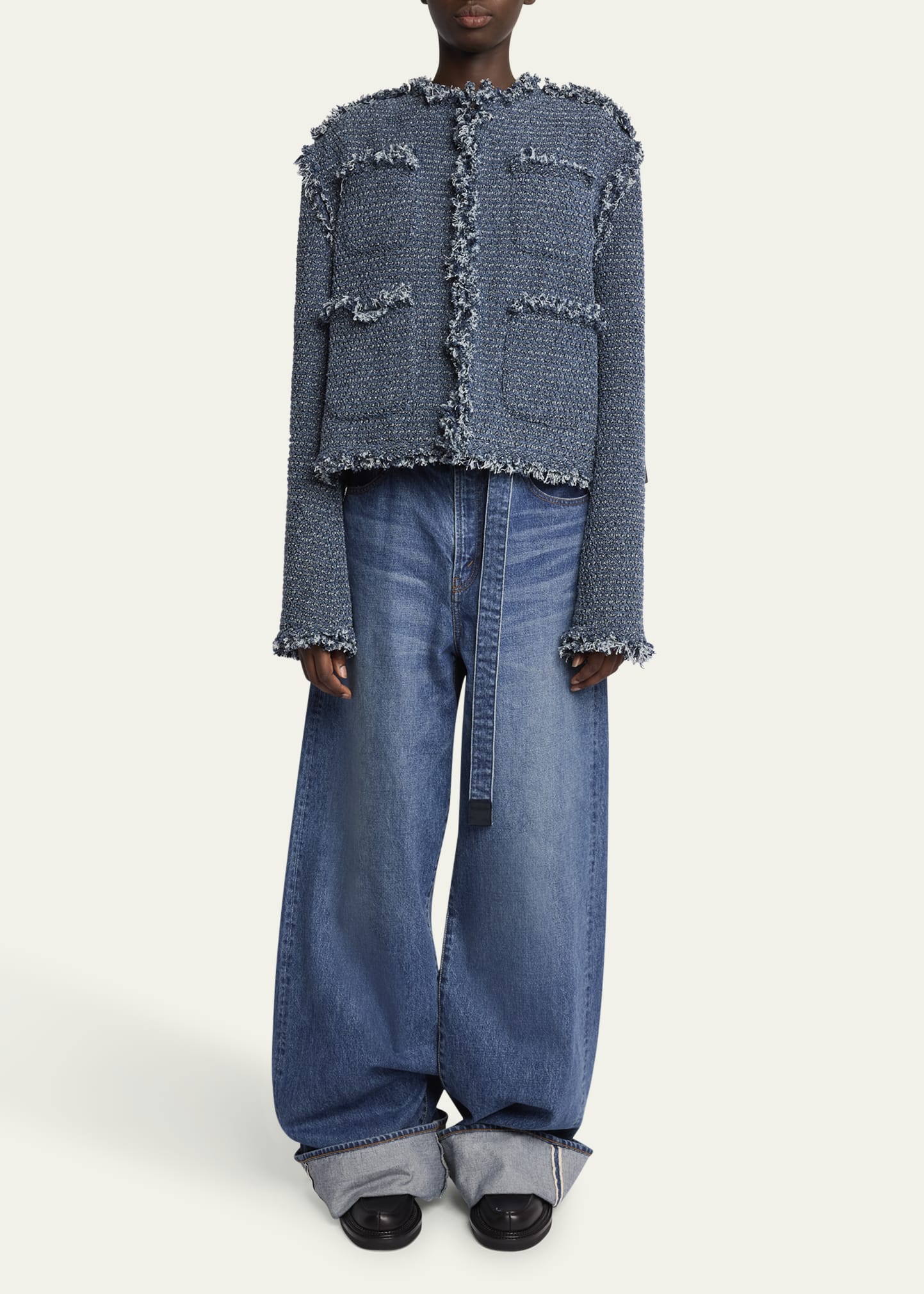sacaiサカイ★ブルー Punching Denim ジャケット Sacai Punching Denim Jacket | Saks Fifth Avenue