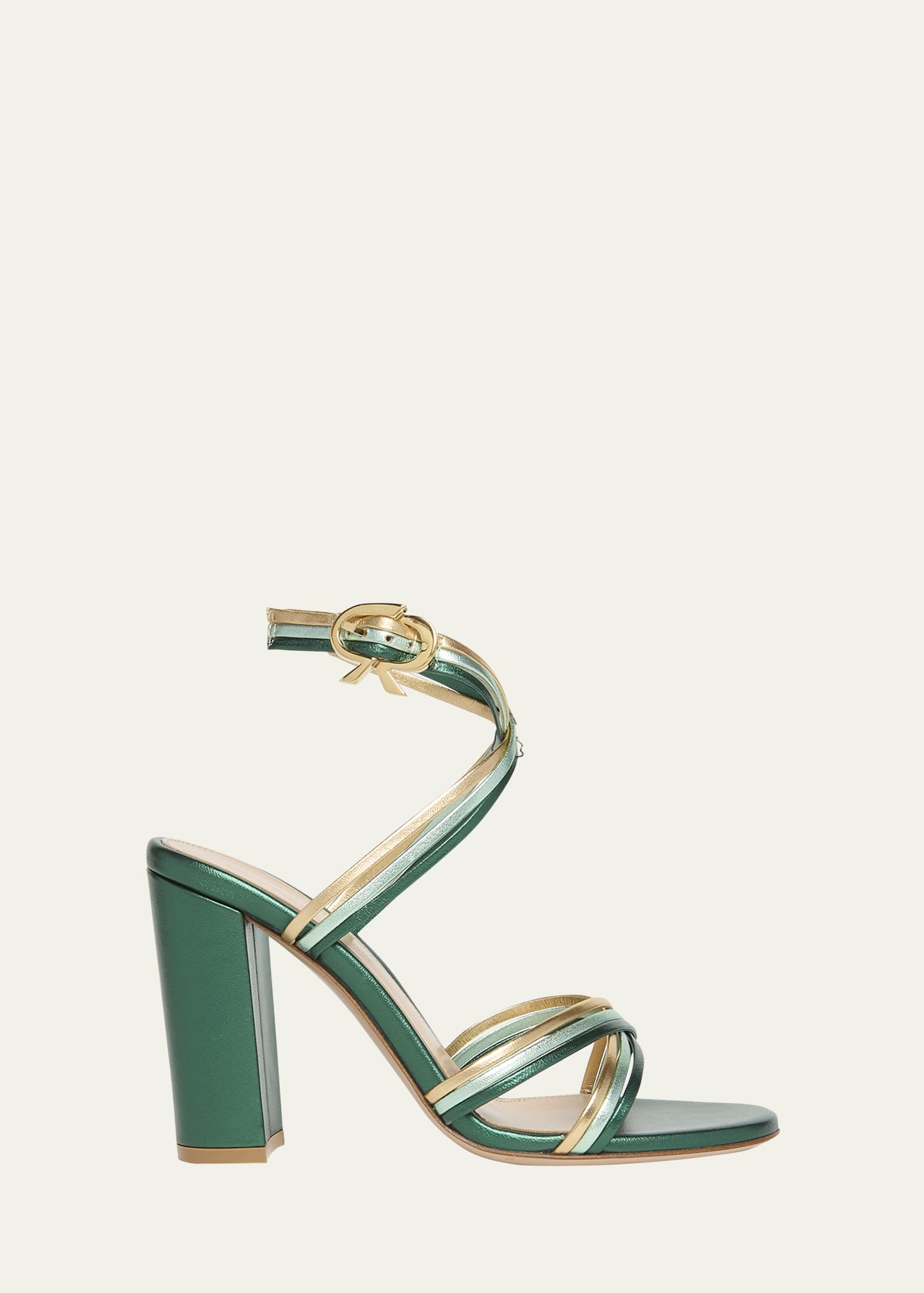 Napa Leather Strappy Block-Heel Sandals