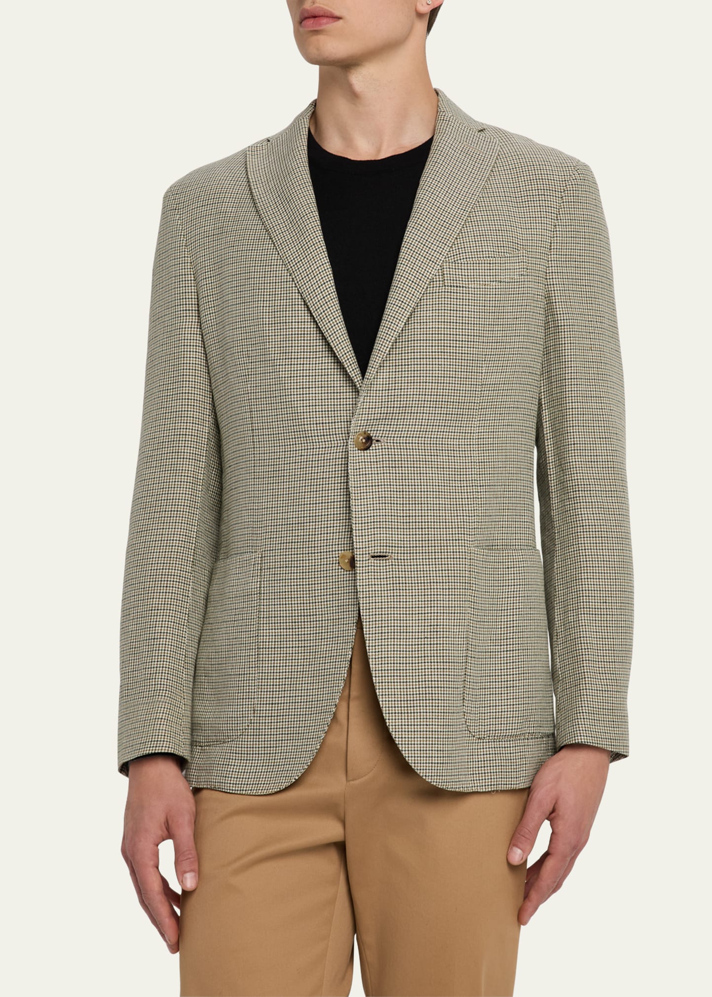 Boglioli Men's Houndstooth Linen-Cotton Jacket - Bergdorf Goodman