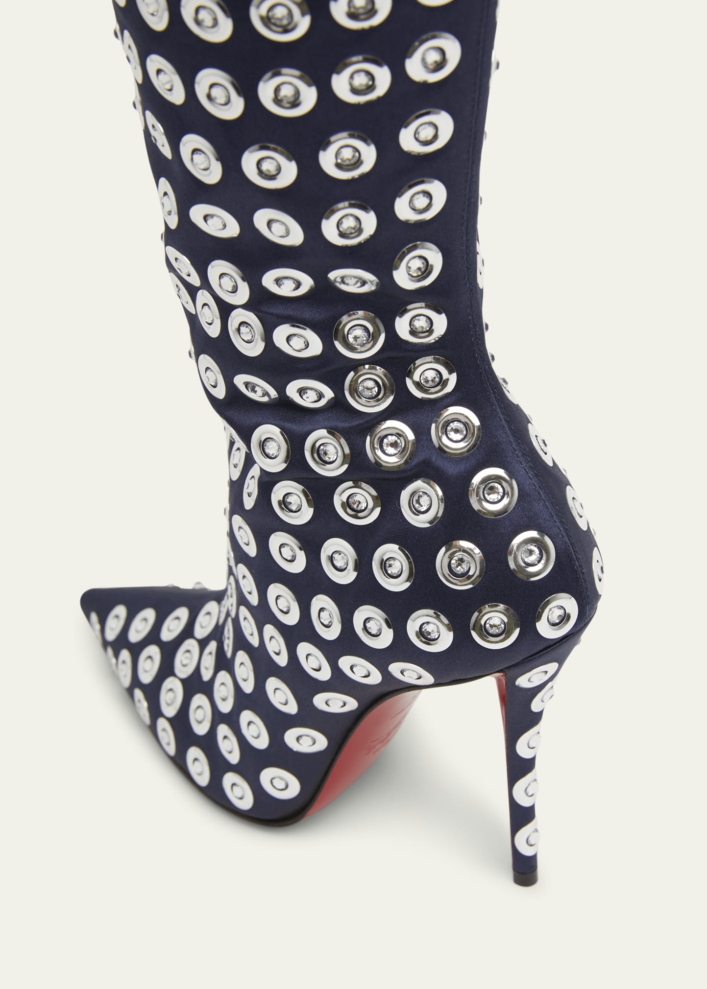 Christian Louboutin 100mm Miss Z Crystal Silk Knee Boots