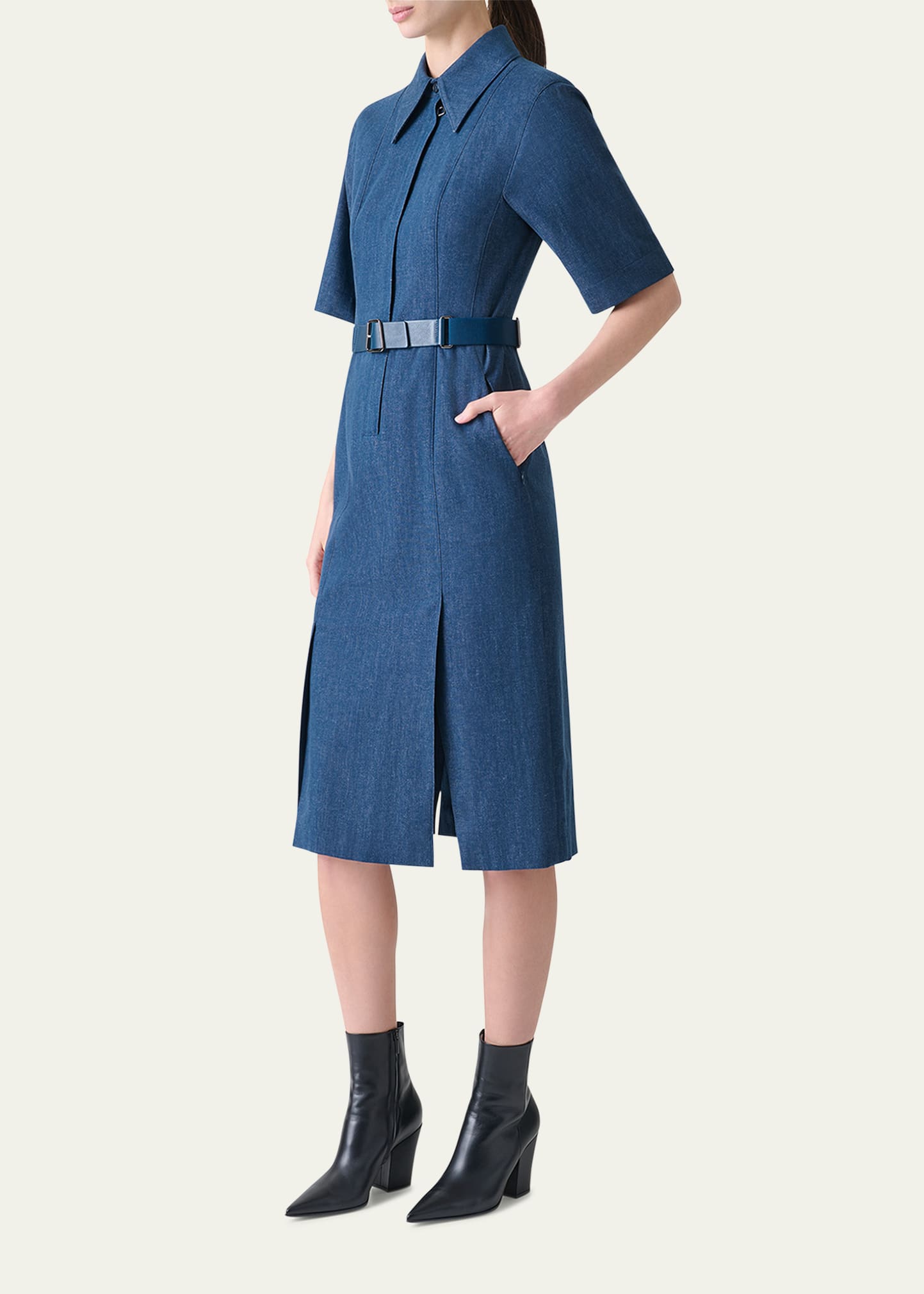 Akris Belted Stretch Cotton Denim Shirtdress - Bergdorf Goodman