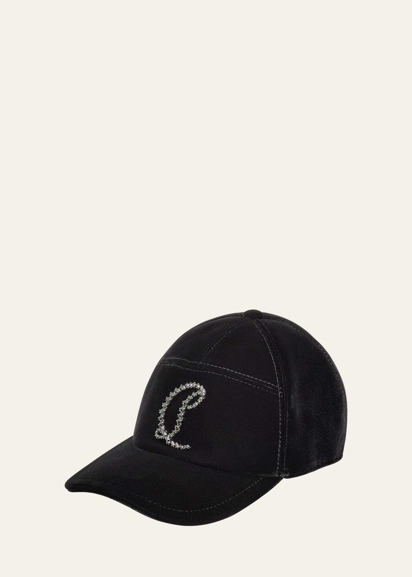 Christian Louboutin Men's Mooncrest Rhinestone Velvet Baseball Cap