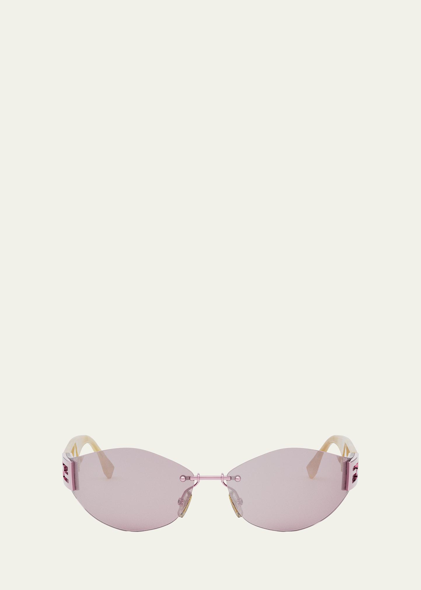 NEW FENDI FE40159U 74Z SUNGLASSES WOMEN OVAL PINK GOLD FENDI EYEWEAR New Fendi FE40159U 74Z Shiny Rose/Violet Mirror 74-14-115  main image 4