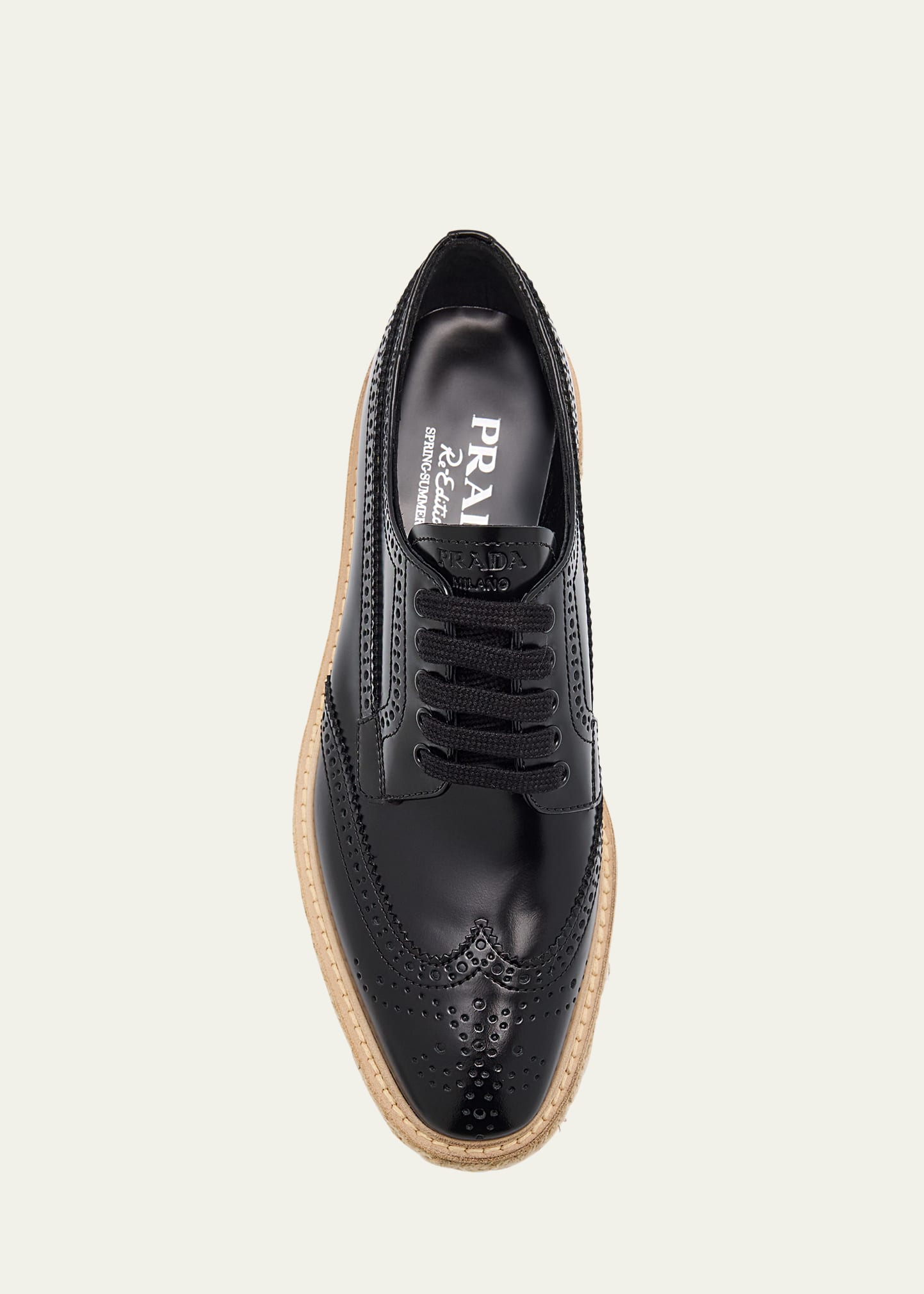 Prada Spazzolato Re-Edition Platform Wingtip Loafers - Bergdorf