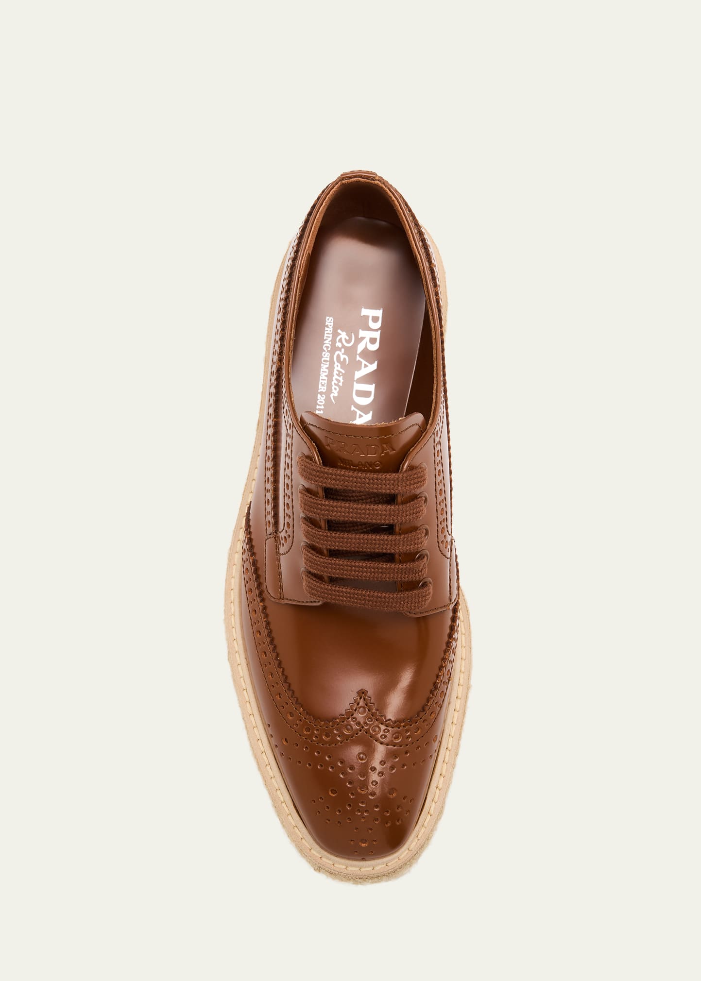Prada Spazzolato Re-Edition Platform Wingtip Loafers - Bergdorf