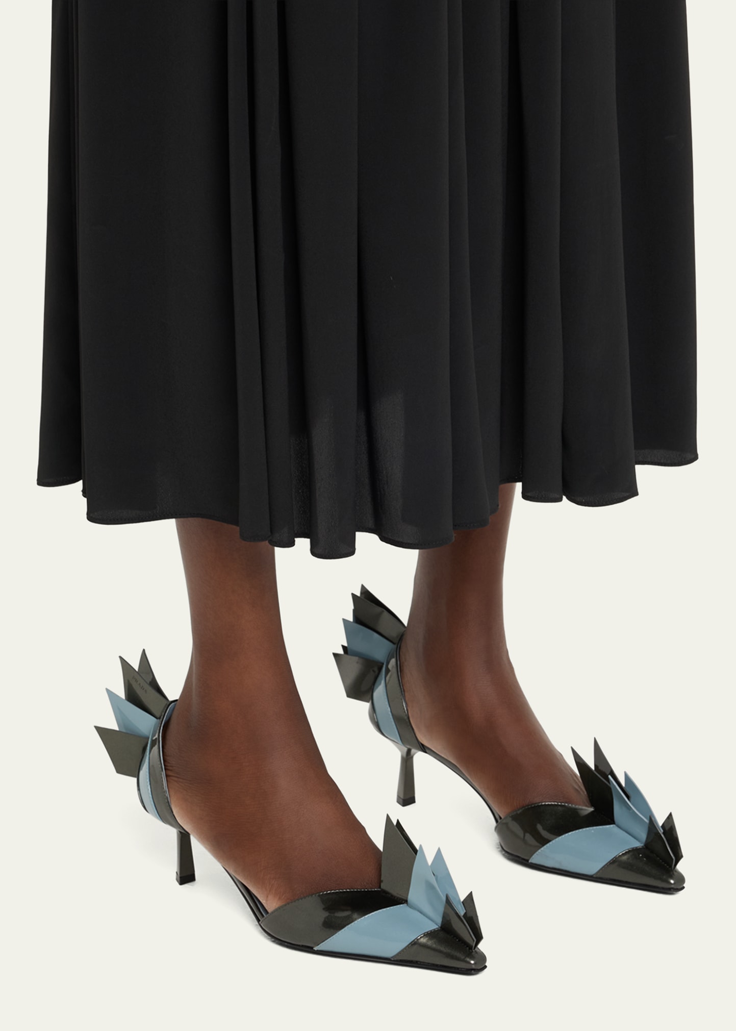 Prada Modellerie d'Orsay Spike Bicolor Leather Pumps